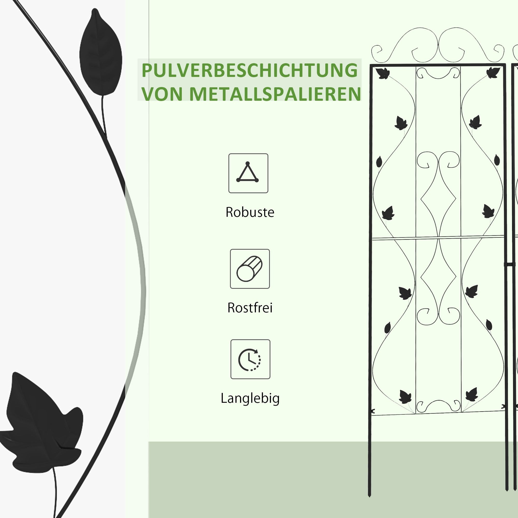 Trädgårdsspaljer i metall, 2-pack, rostbeständigt stål