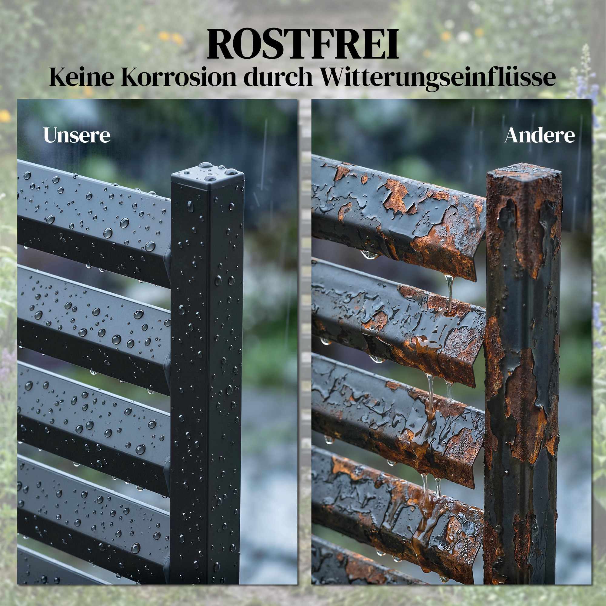 Trädgårdsstaketpaneler i metall, 91 x 152 cm, svart, 2-pack