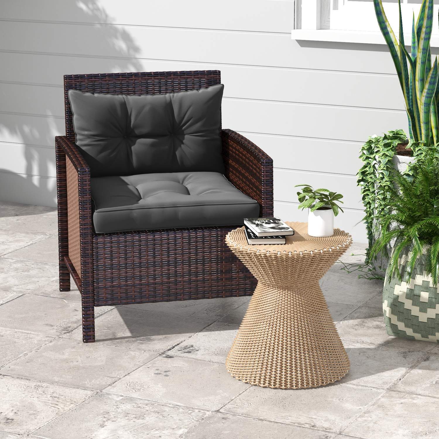 Podsedáky na zahradní židle, tloušťka 10 cm, tmavě šedý polyester