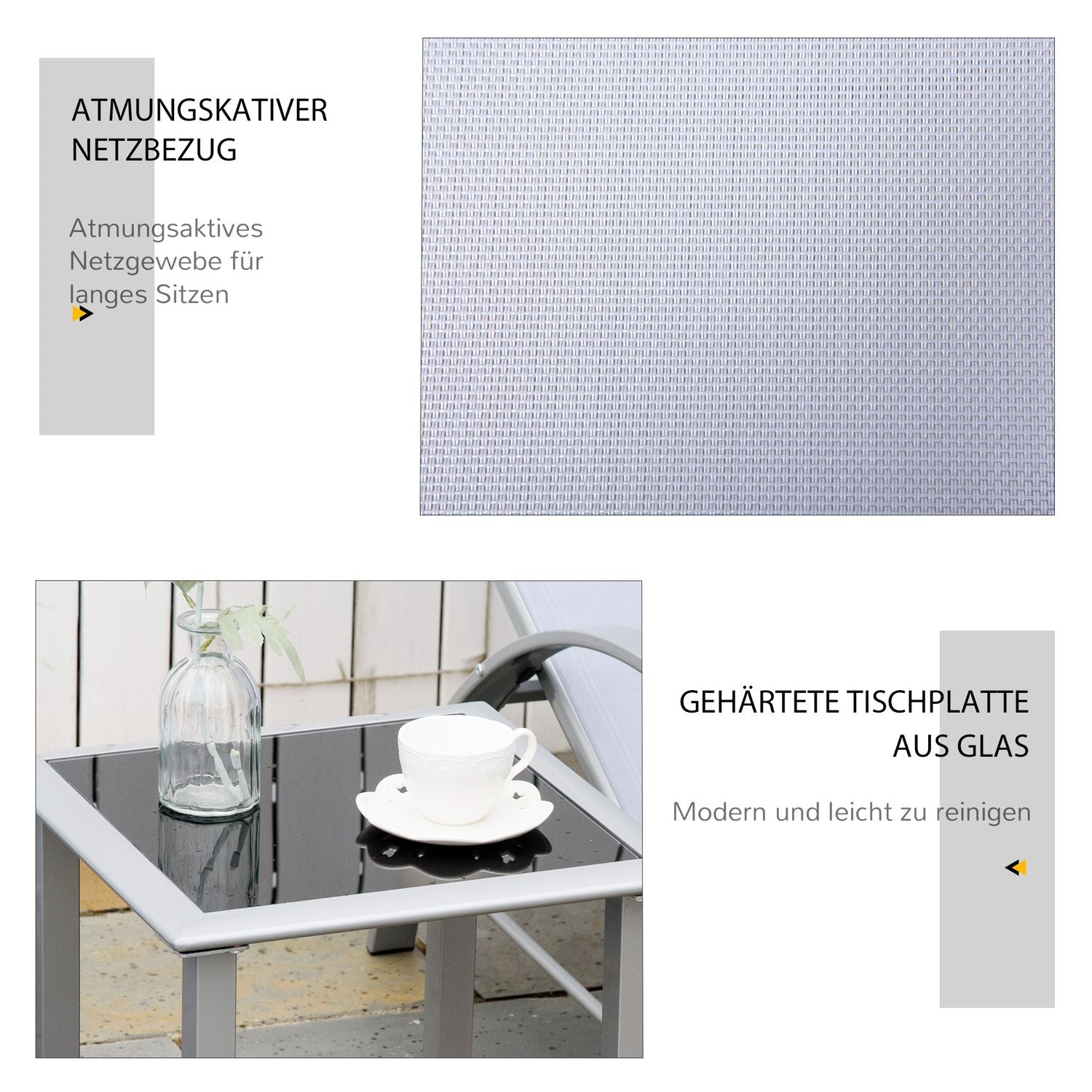 Trädgårdsstolset med bord – metallnät, 3 st, grå