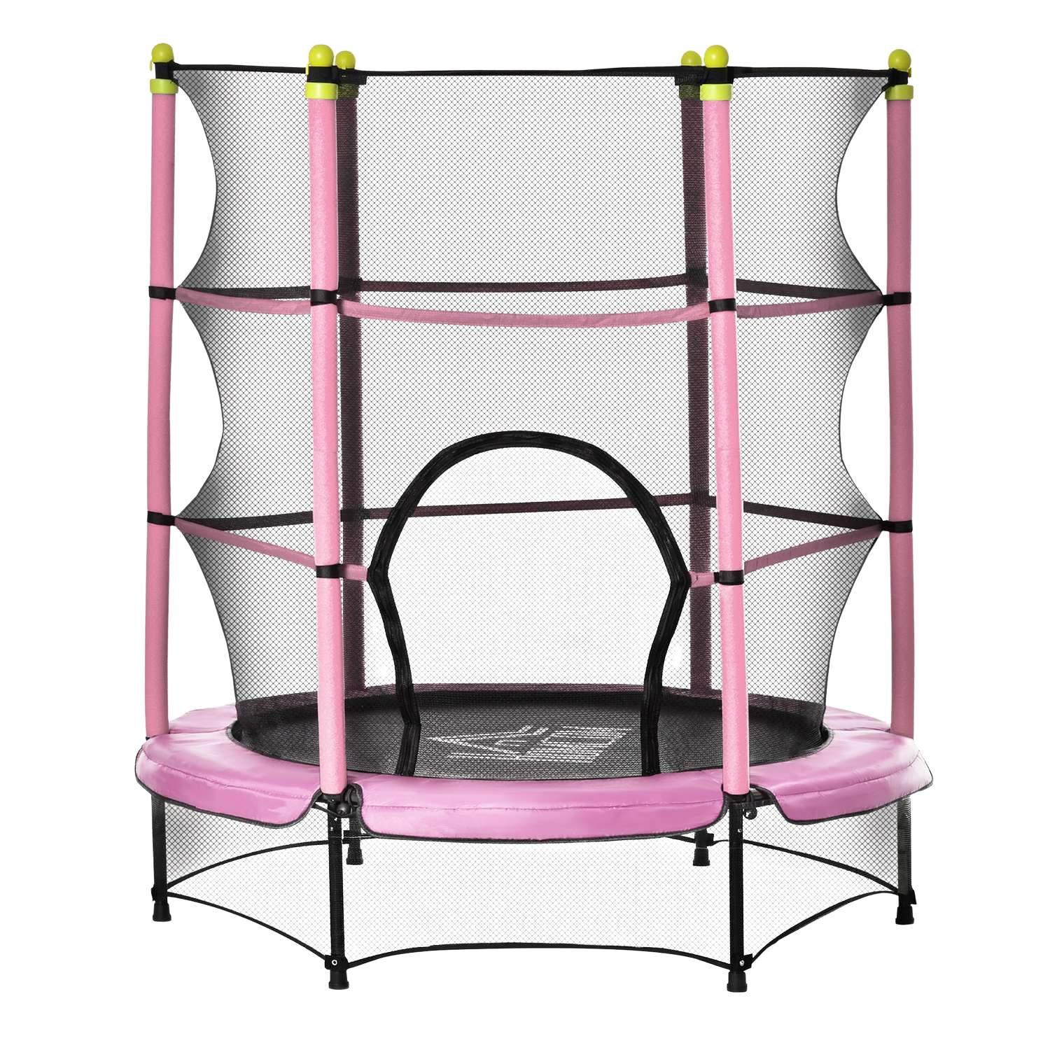 Träningsstudsmatta för barn med skyddsnät, rosa, 45 kg-gräns