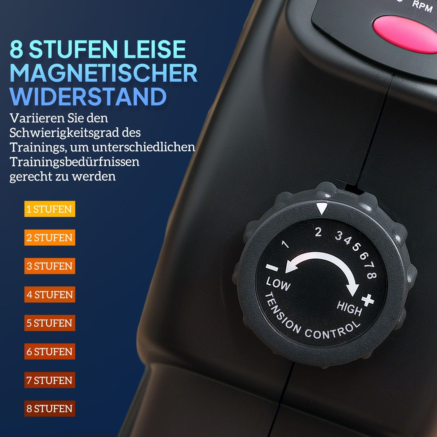 Tichý šlapací trenažér s magnetickým odporem v 8 úrovních