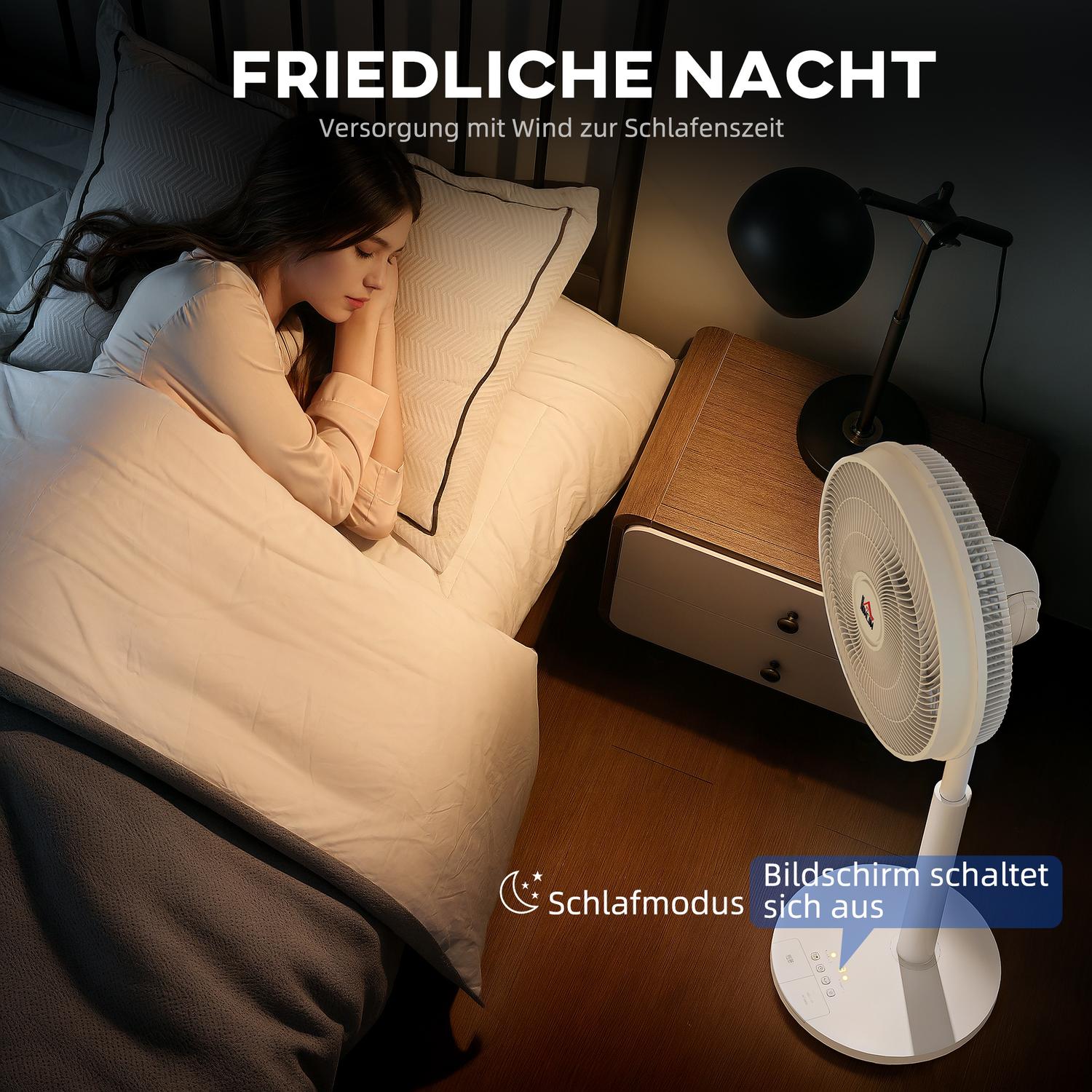 Tichý stojanový ventilátor s dálkovým ovládáním, 12 rychlostí, režim spánku
