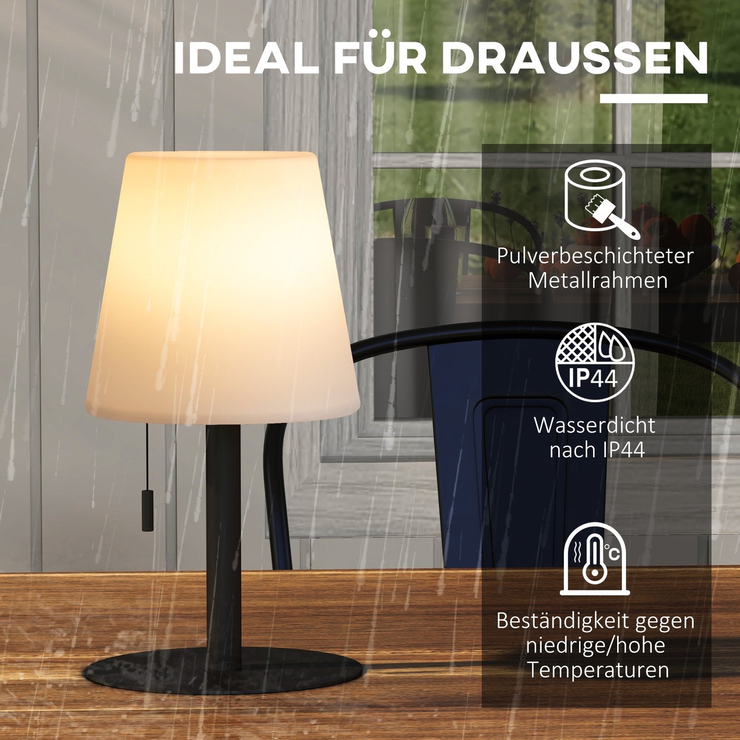 USB uppladdningsbar LED-bordslampa, dimbar, inomhus/utomhus