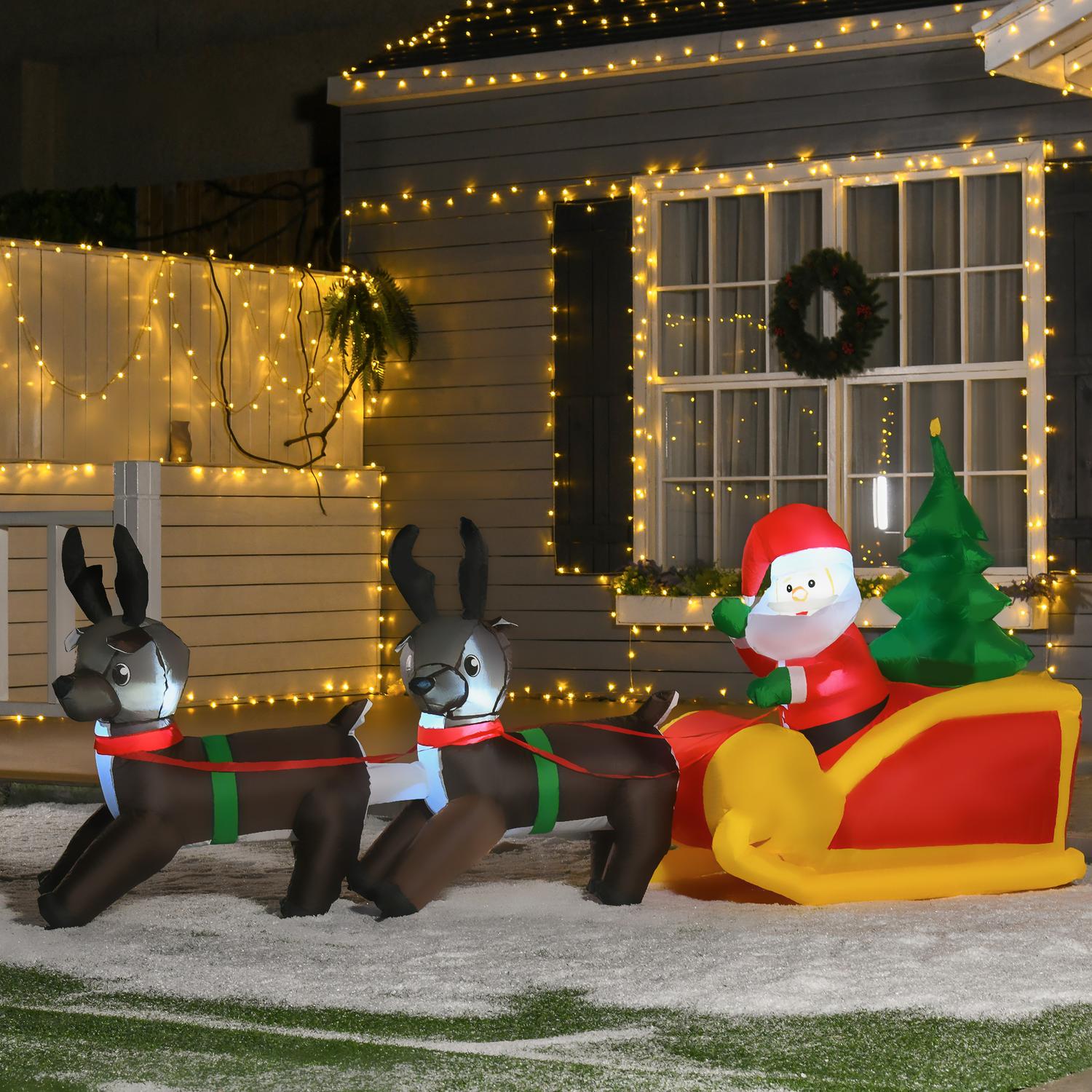 Uppblåsbar LED Tomte & Släde Juldekoration, IP44