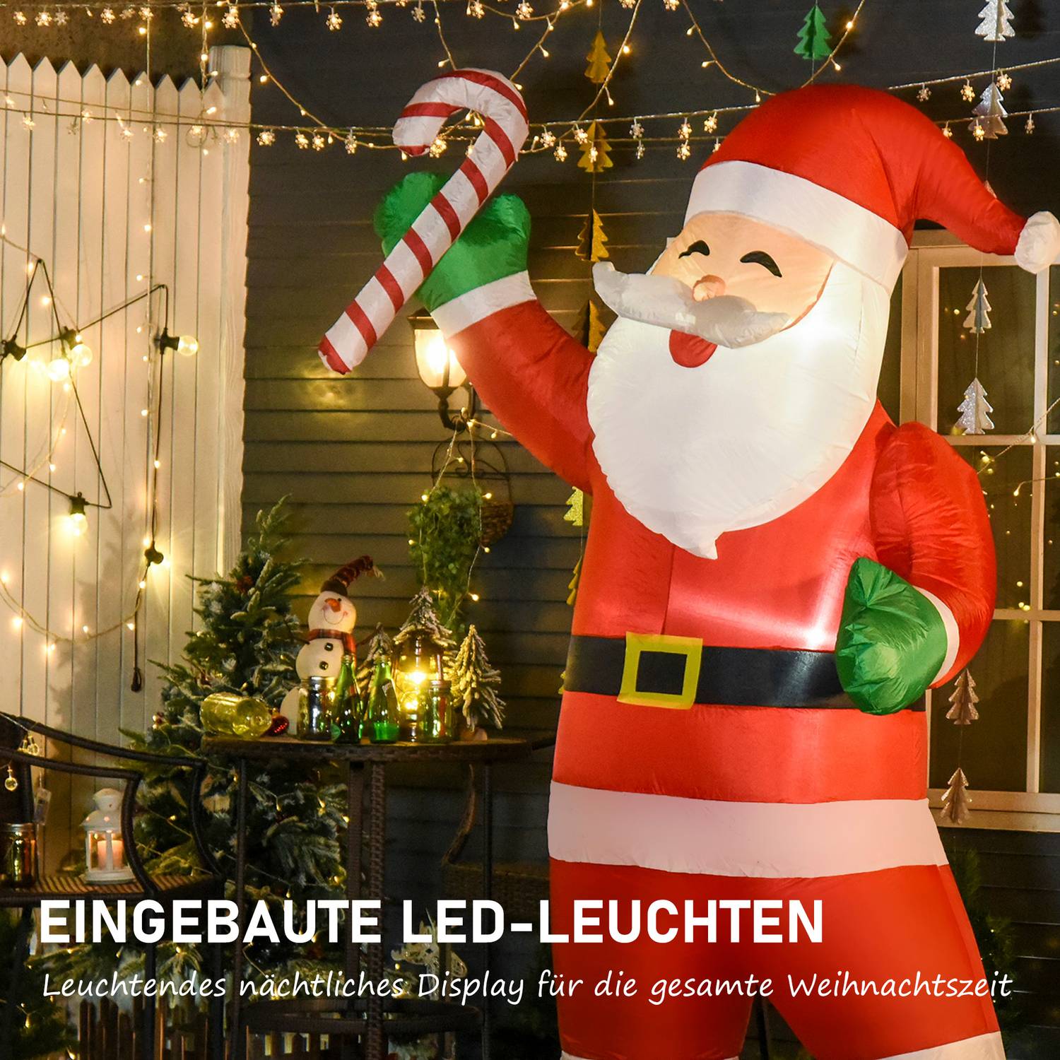 Uppblåsbar jultomte med LED-ljus, 243cm