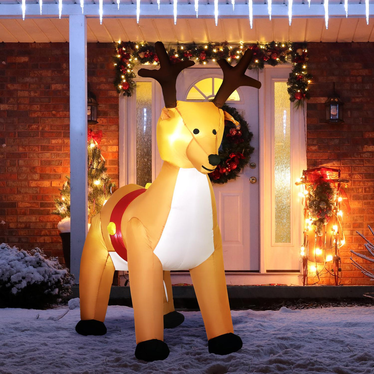 Nafukovací sob, 1,8 m, LED světla, automatické nafukování