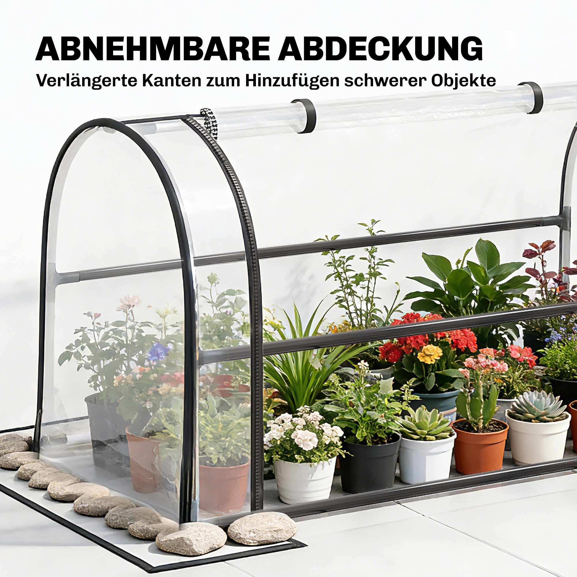 Upphöjd trädgårdsbädd med genomskinligt överdrag, metall, 100x49x136 cm