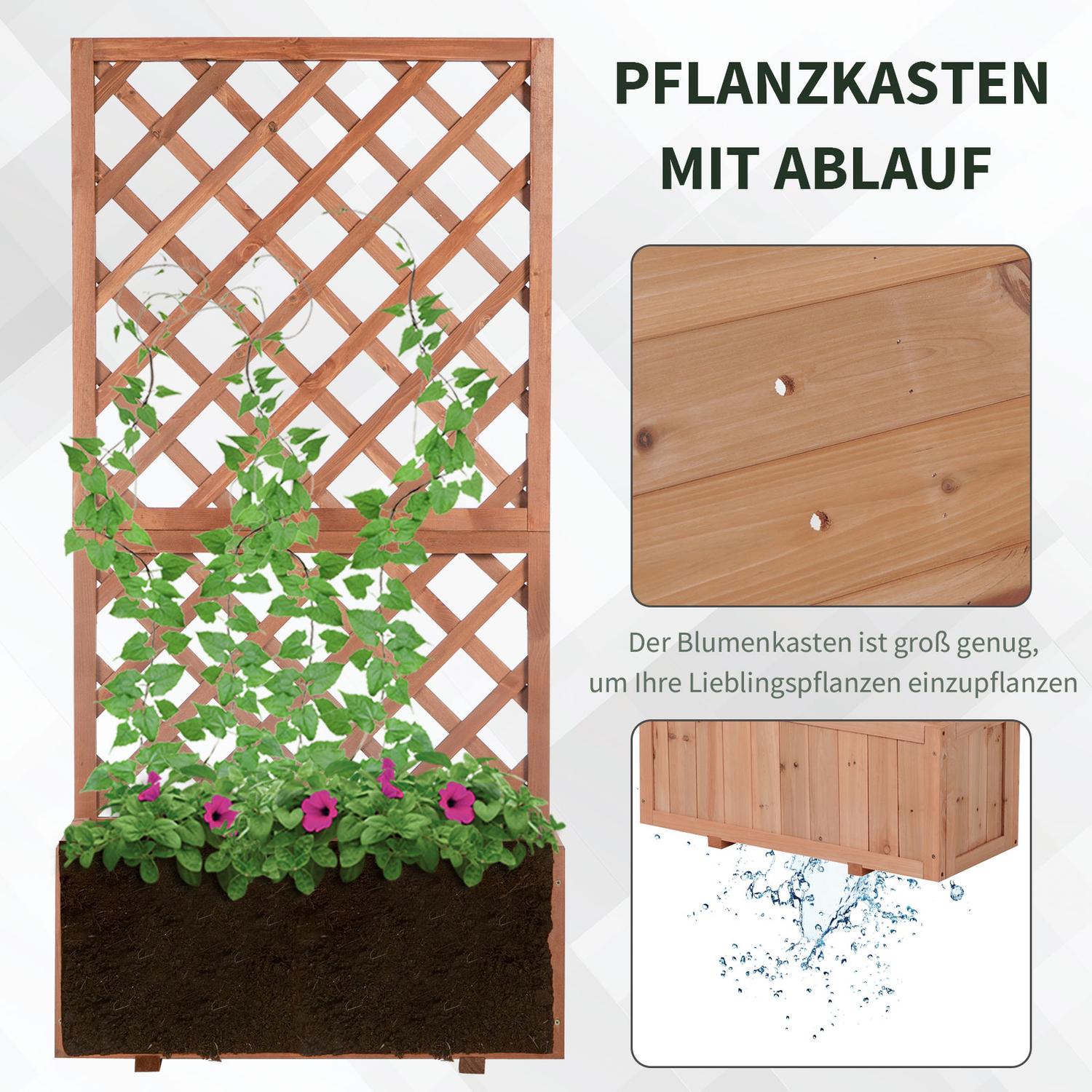 Upphöjd träsäng med spaljé – 72,5x31,5x149,5 cm