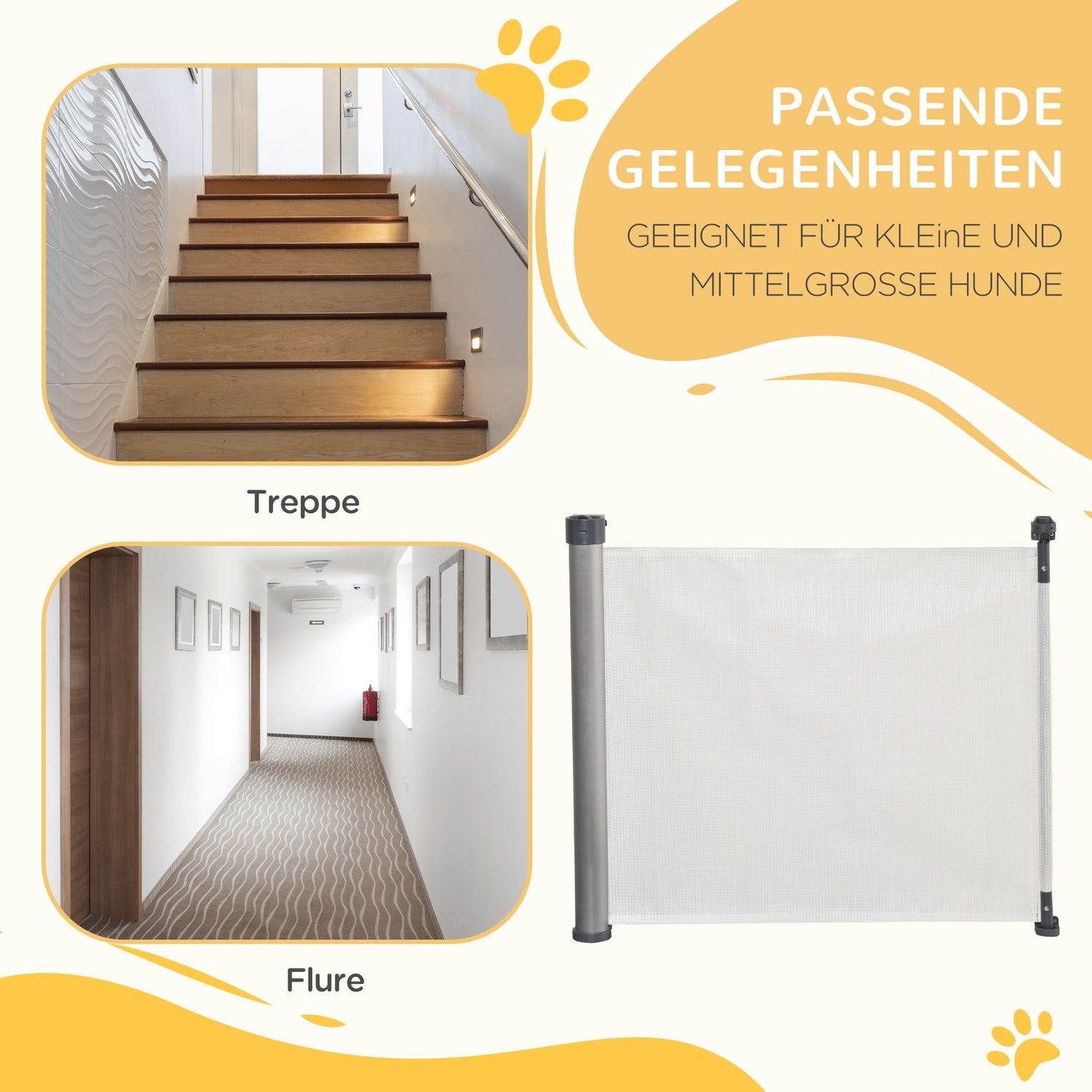 Utdragbar 140 cm trappgrind, roll-up, enhandsmanövrering