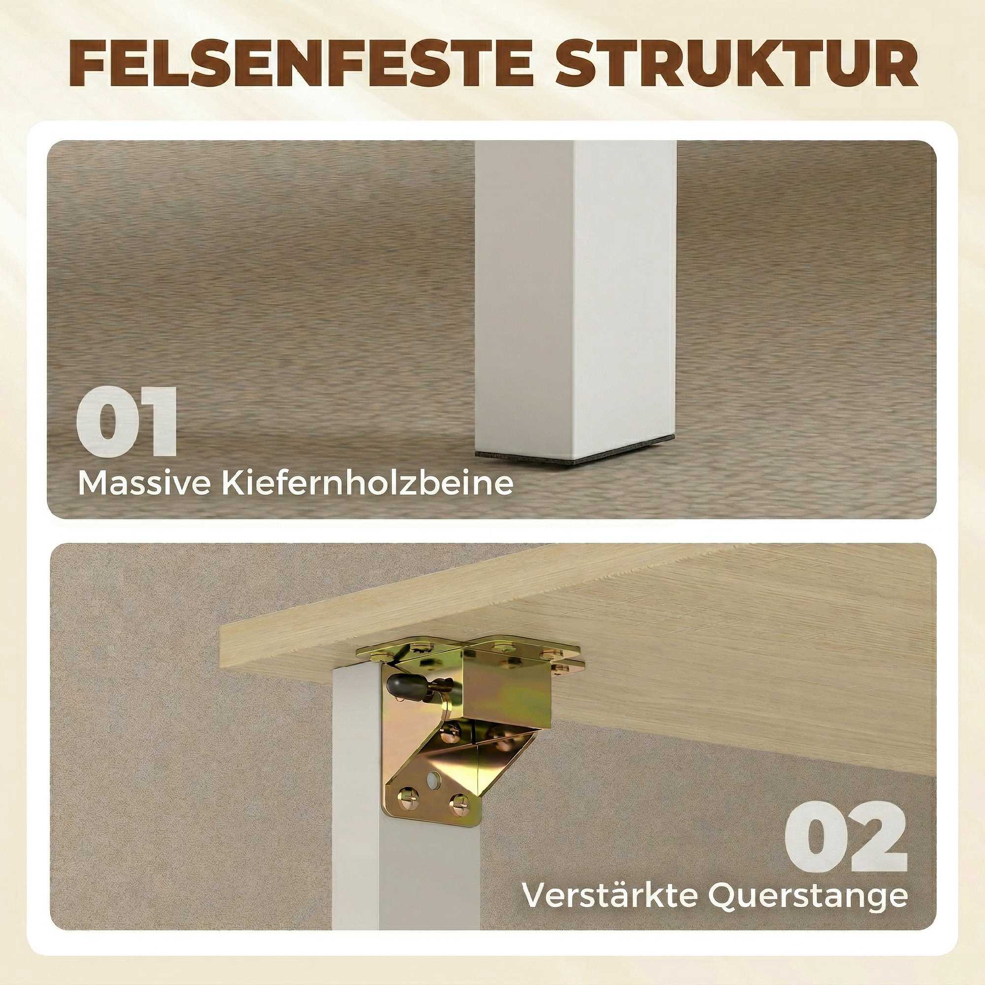 Utdragbart matbord för 6 personer, 168 cm med lådor och hyllor