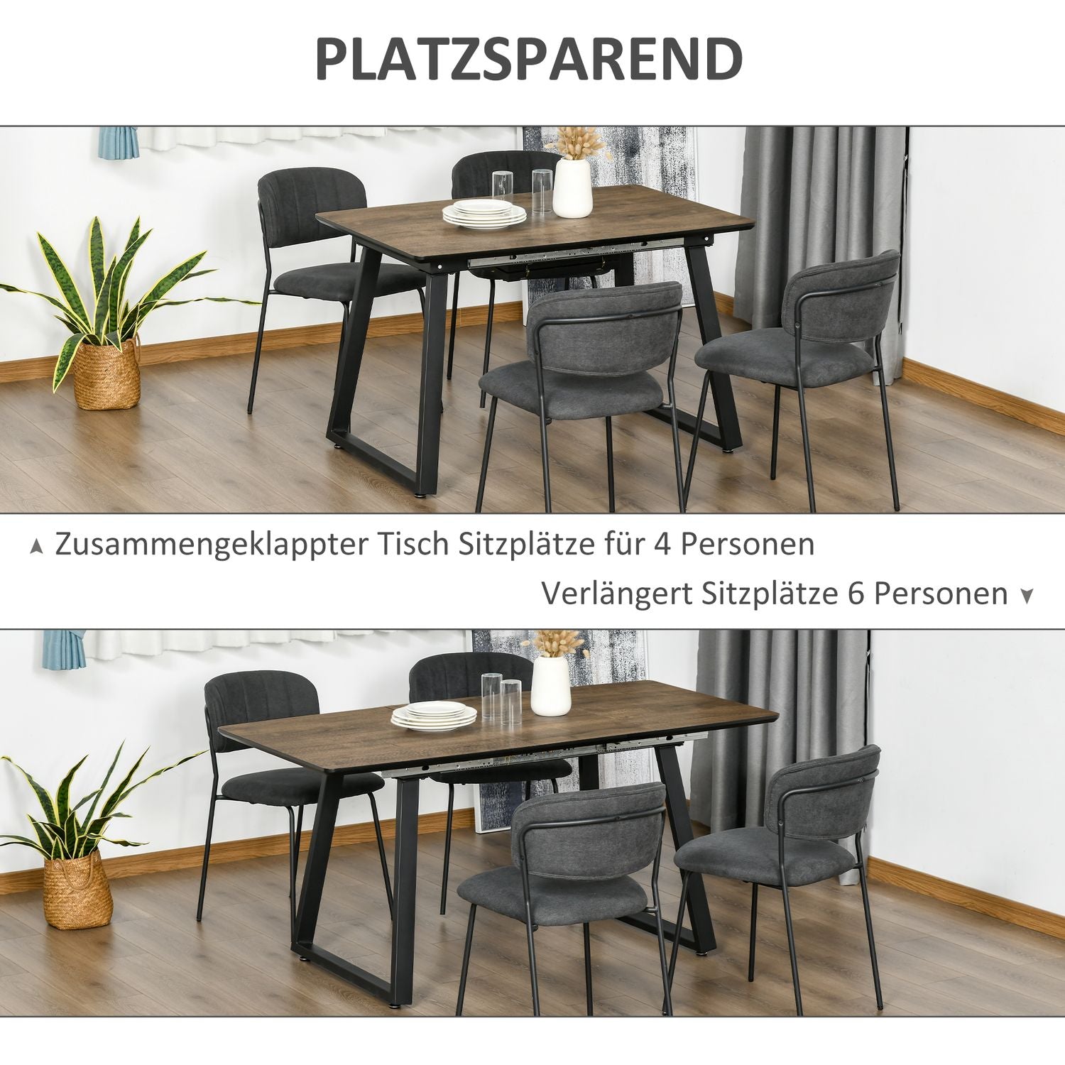 Utdragbart matbord, träfinish, intervall 120-160 cm