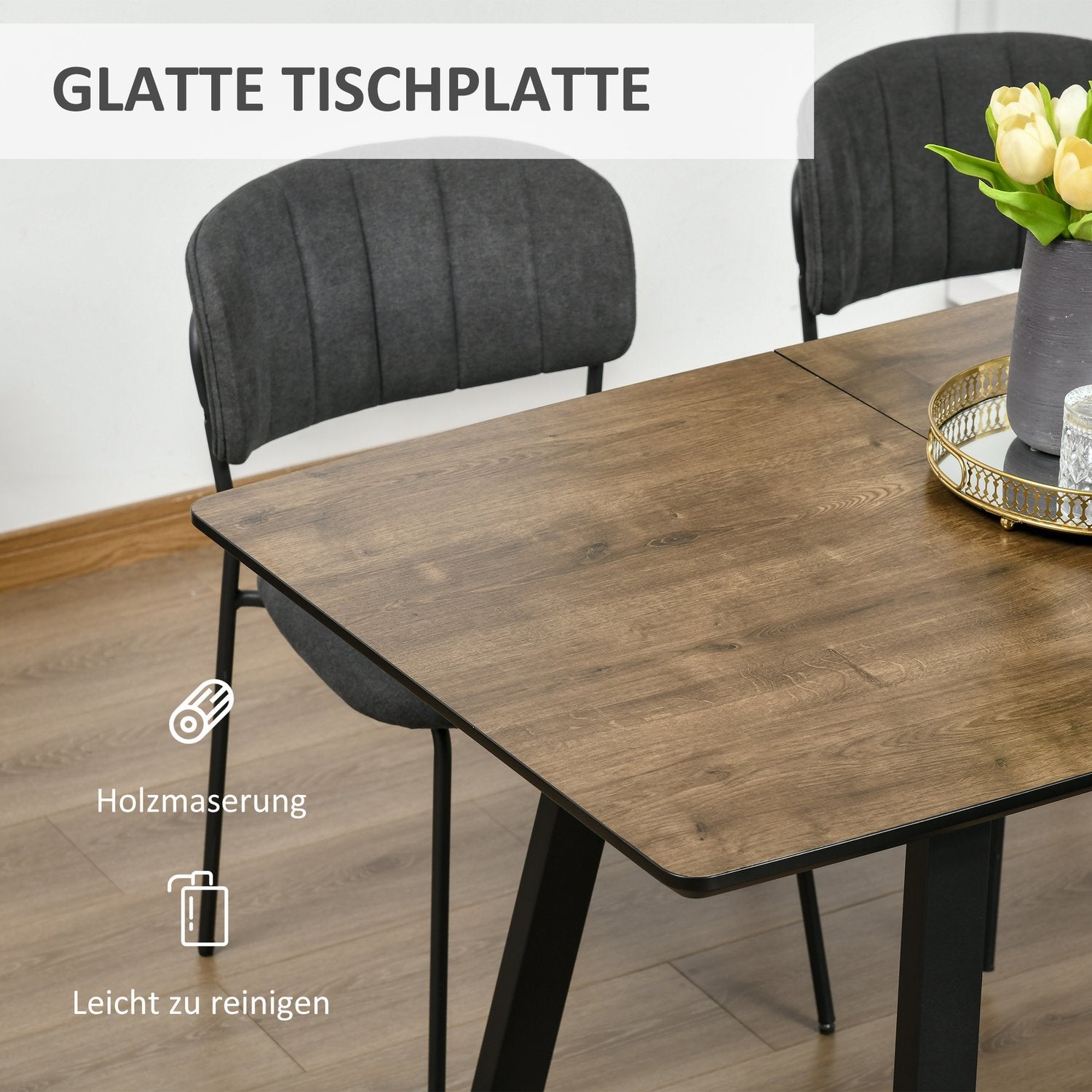 Utdragbart matbord, träfinish, intervall 120-160 cm