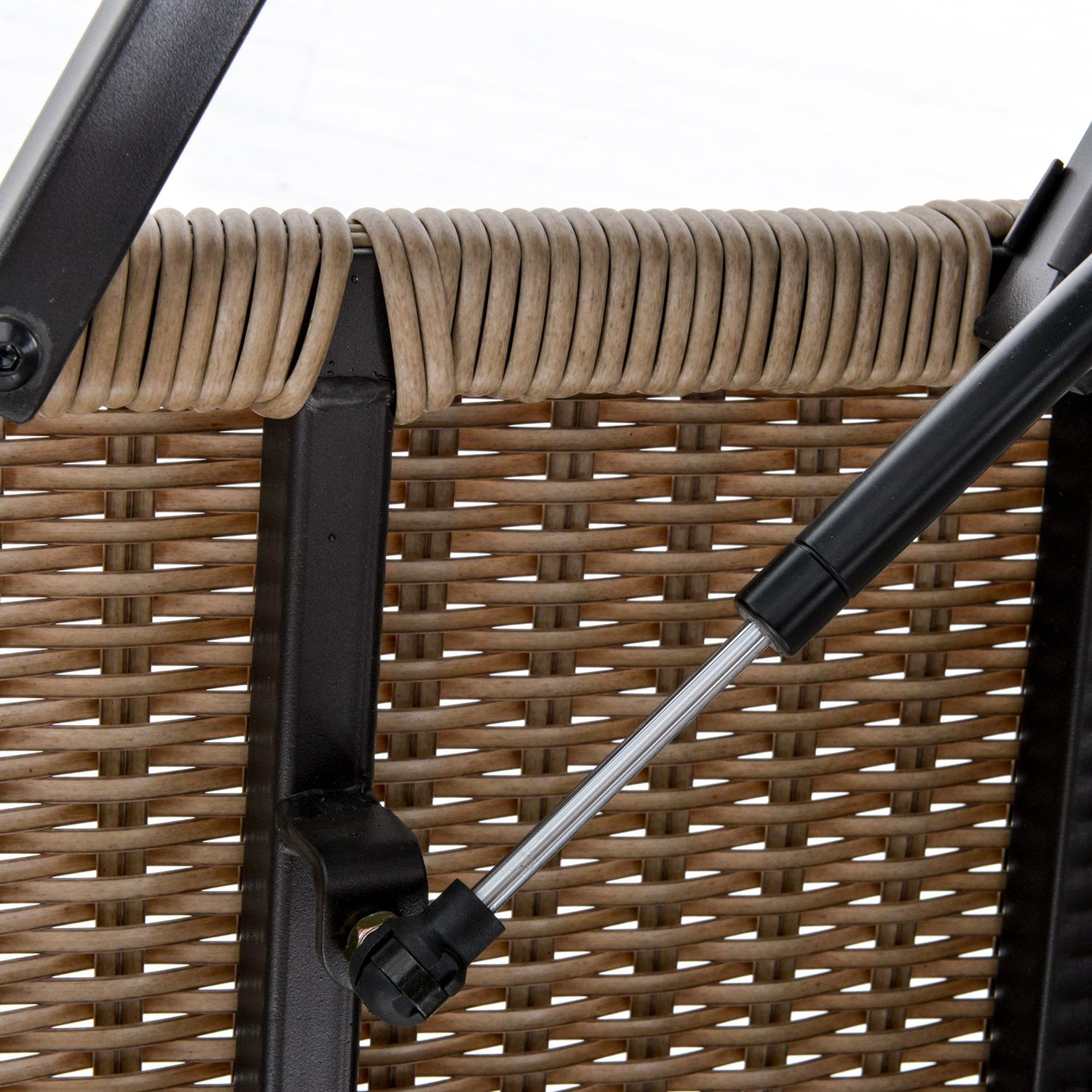 Utdragbart trädgårdssoffbord i polyrattan, khakistål
