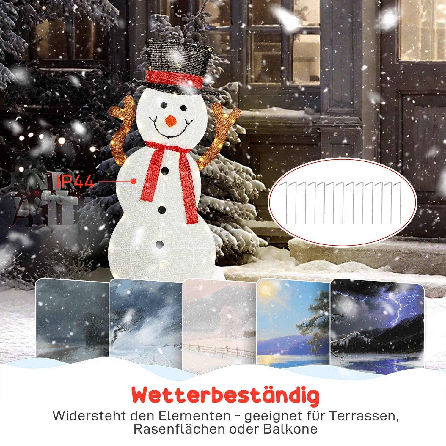 Utomhus LED-snögubbefamiljedekoration, vattentät, stål
