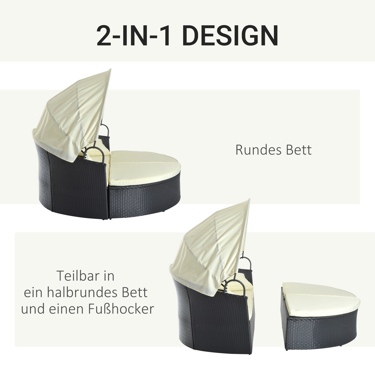 Utomhus Polyrattan Sun Island - hopfällbar kapell, krämfärgad 171x180x155cm