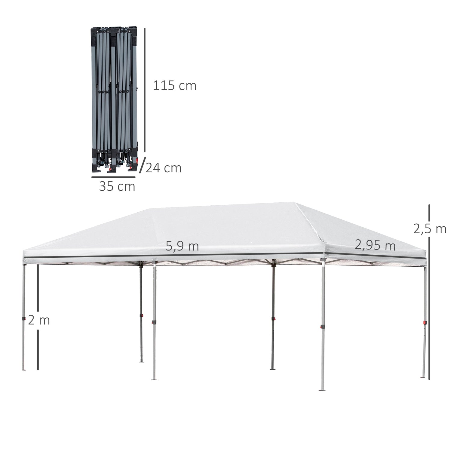 Utomhus Pop-Up Gazebo, Creme White, Steel & Mesh, 6x3m