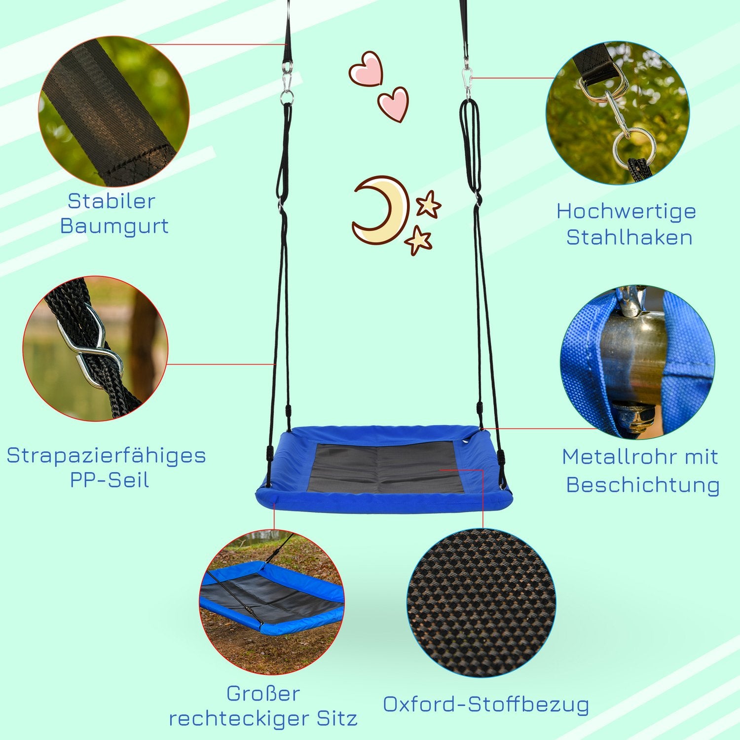 Utomhusbogunga för barn, stålram, 150 kg kapacitet