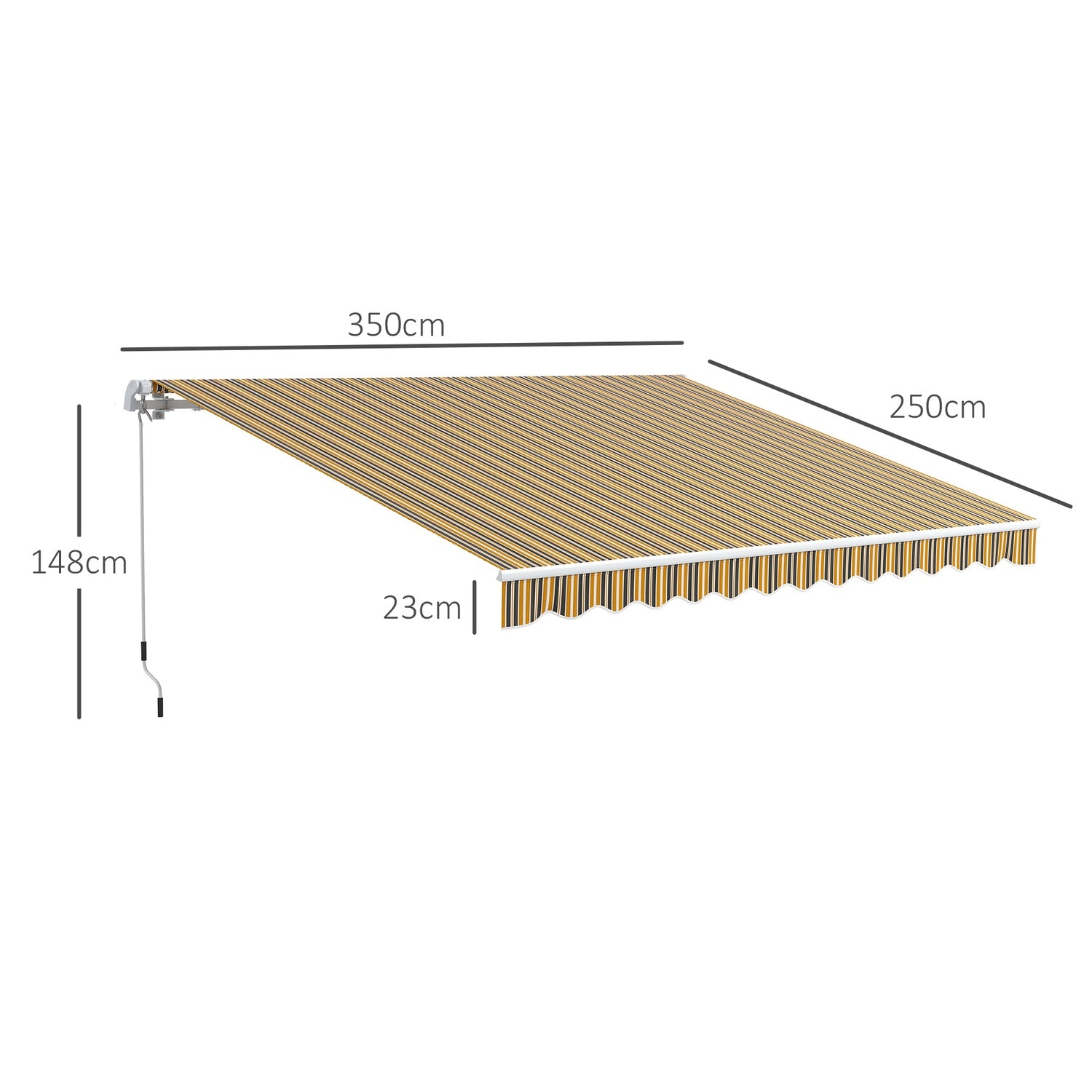 Venkovní skládací markýza, sluneční clona, 3,5x2,5m, žlutošedá