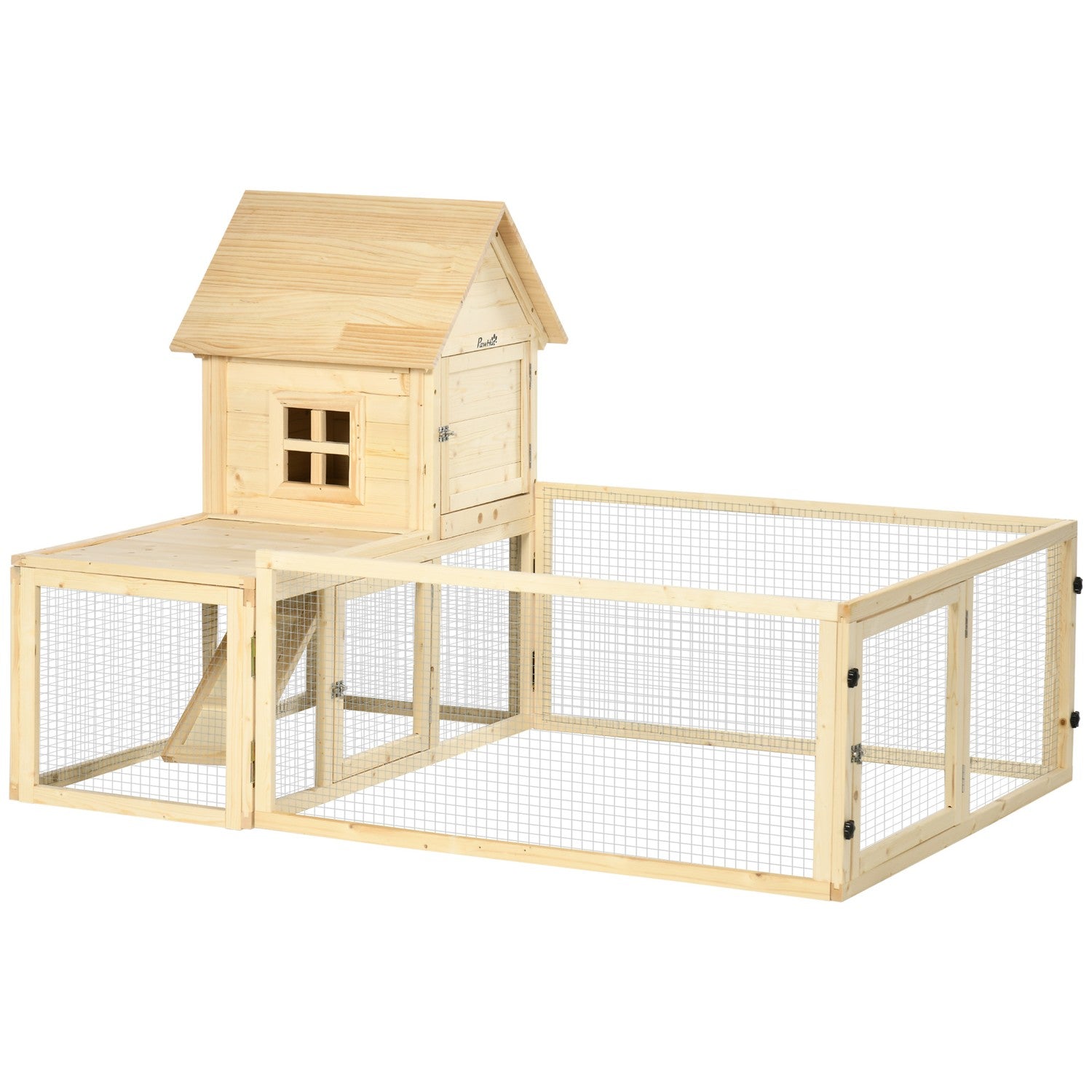 Utomhus kaninhydda i trä med ramp – 151,5x106x97cm
