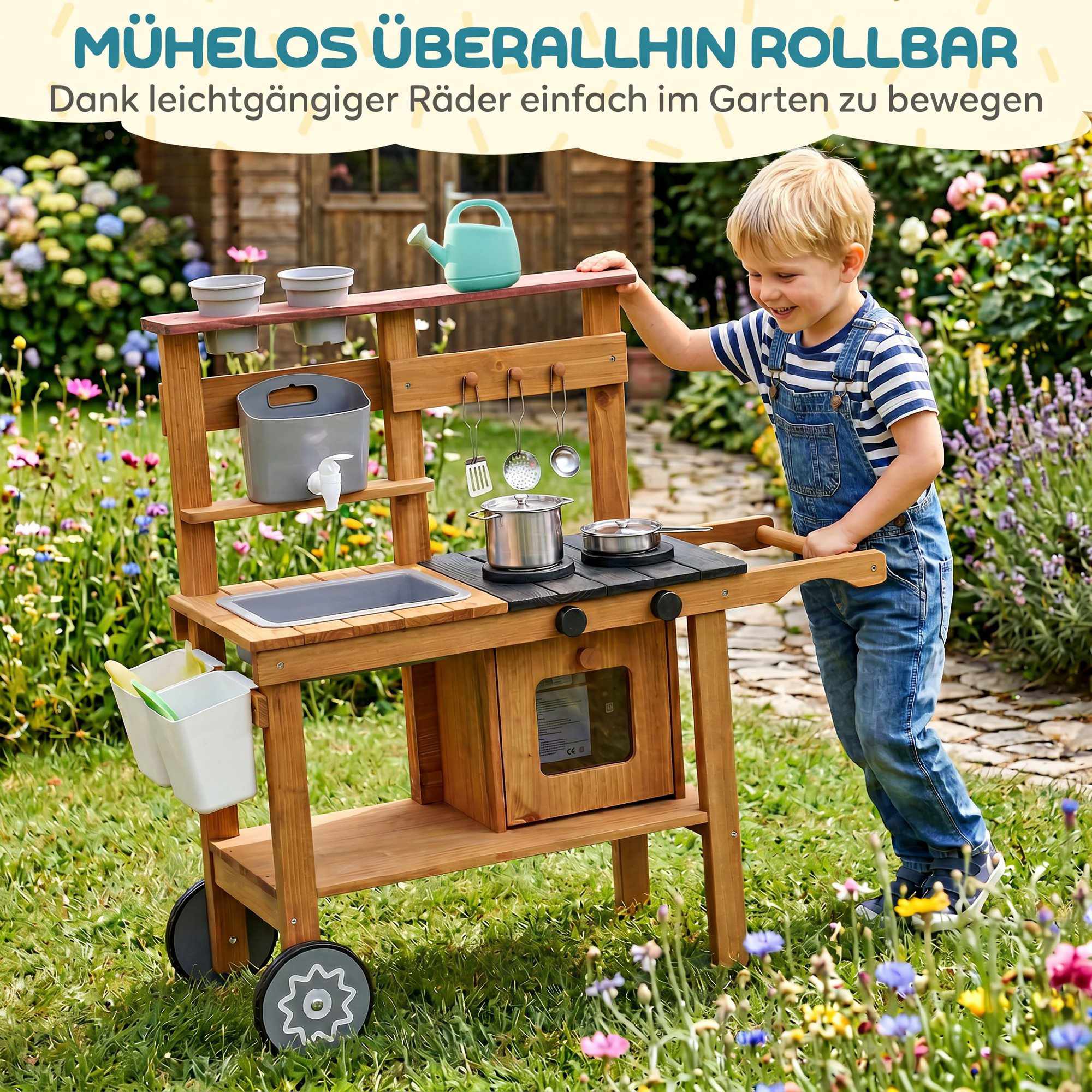Utomhusleksak av lerfat för barn med diskho och hjul, 3-6 år