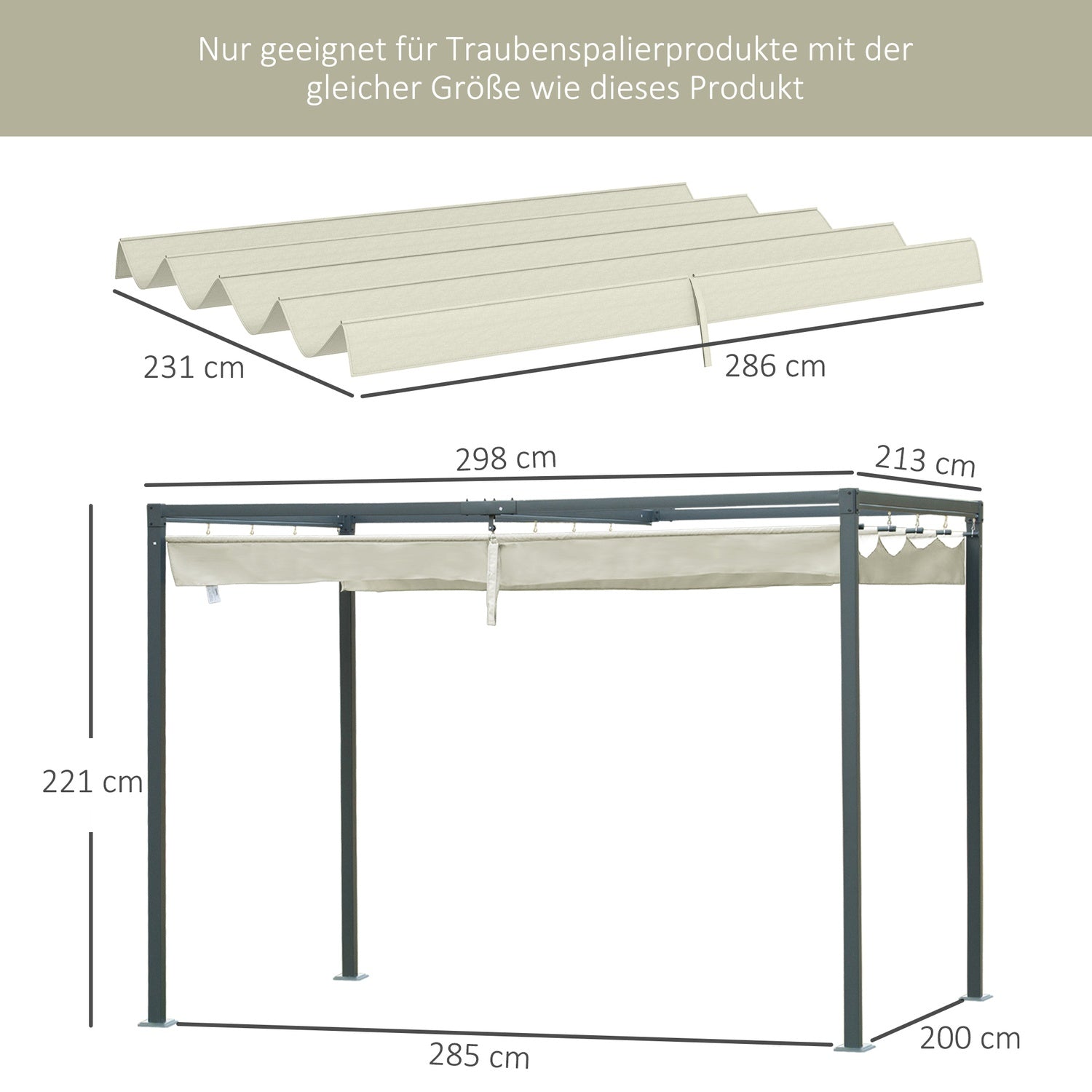 Vodoodpudivá střešní krytina na pergolu, krémově bílá, UV 30+