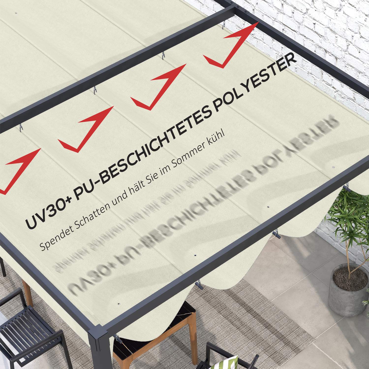 Vodoodpudivá střešní krytina na pergolu, krémově bílá, UV 30+