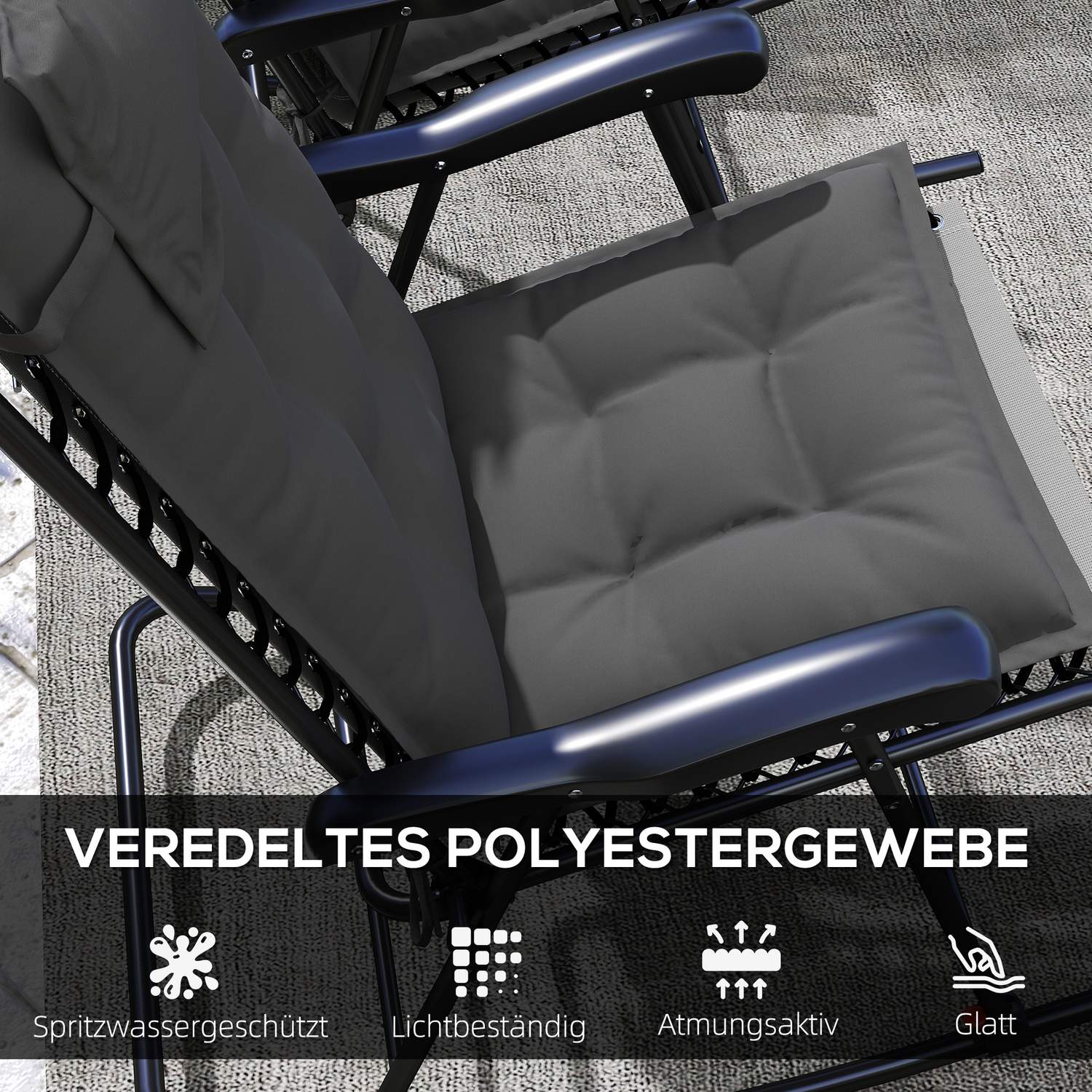 Vodoodpudivé tmavě šedé podušky na lehátko – sada 2 ks