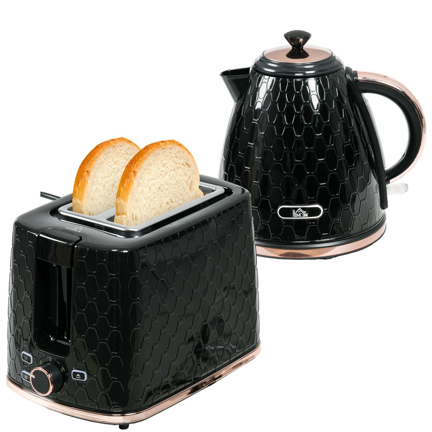 Vattenkokare och brödrost, 1,7 l, multiläge, LED-display