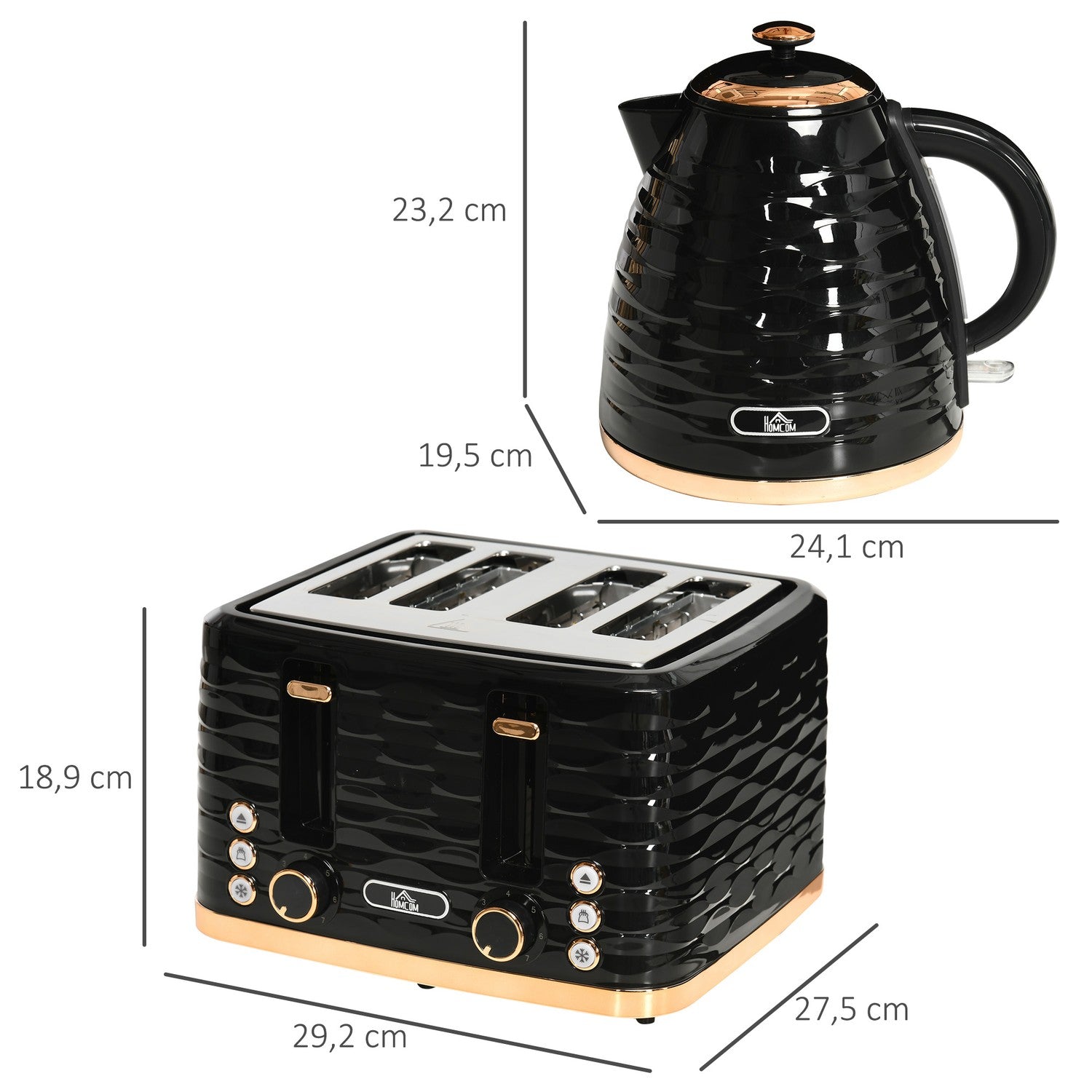Sada rychlovarné konvice a toustovače, 1,7L, 4 plátky, černá