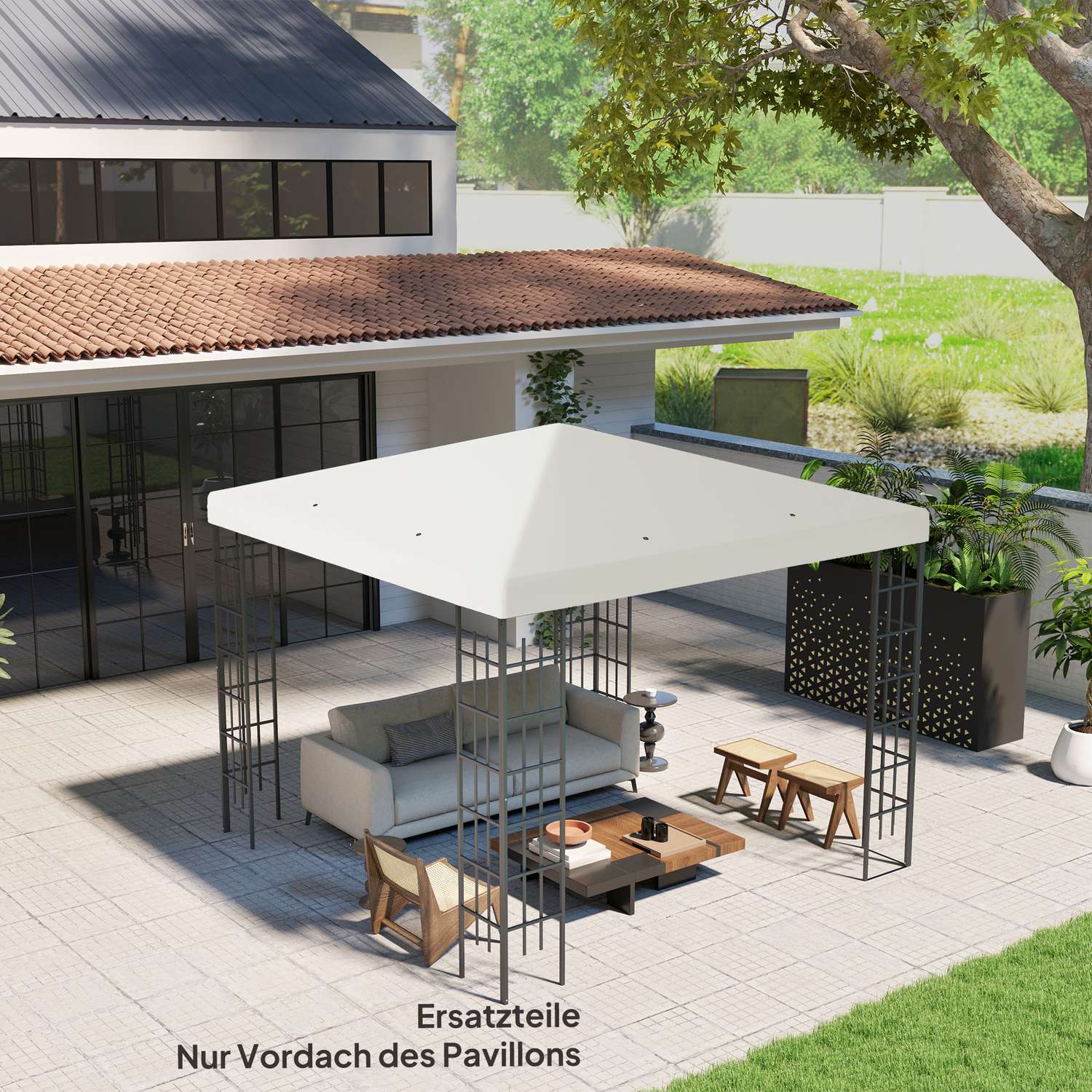 Vattentät 3x3m Gazebo takskydd, Oxford-tyg, ljusgrå