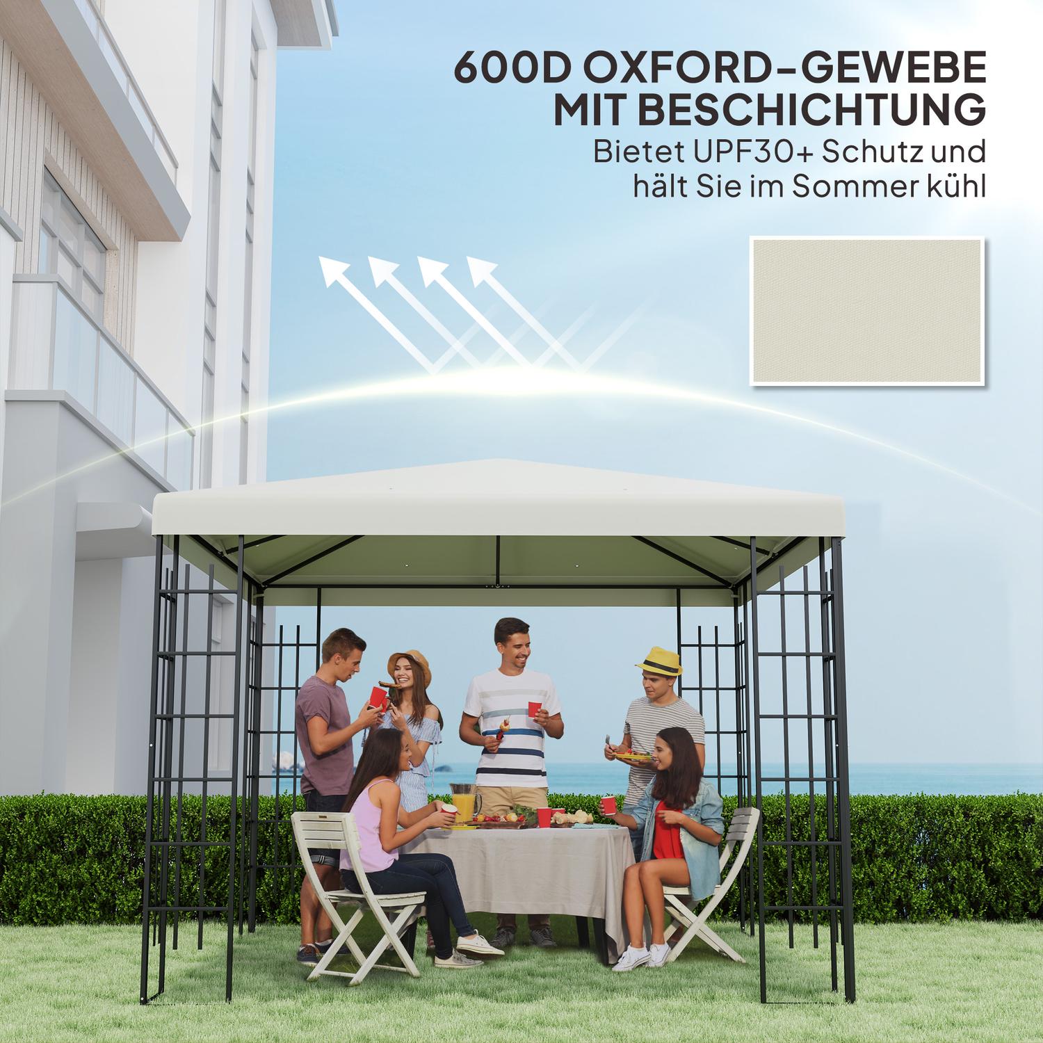 Vattentät 3x3m Gazebo takskydd, Oxford-tyg, ljusgrå