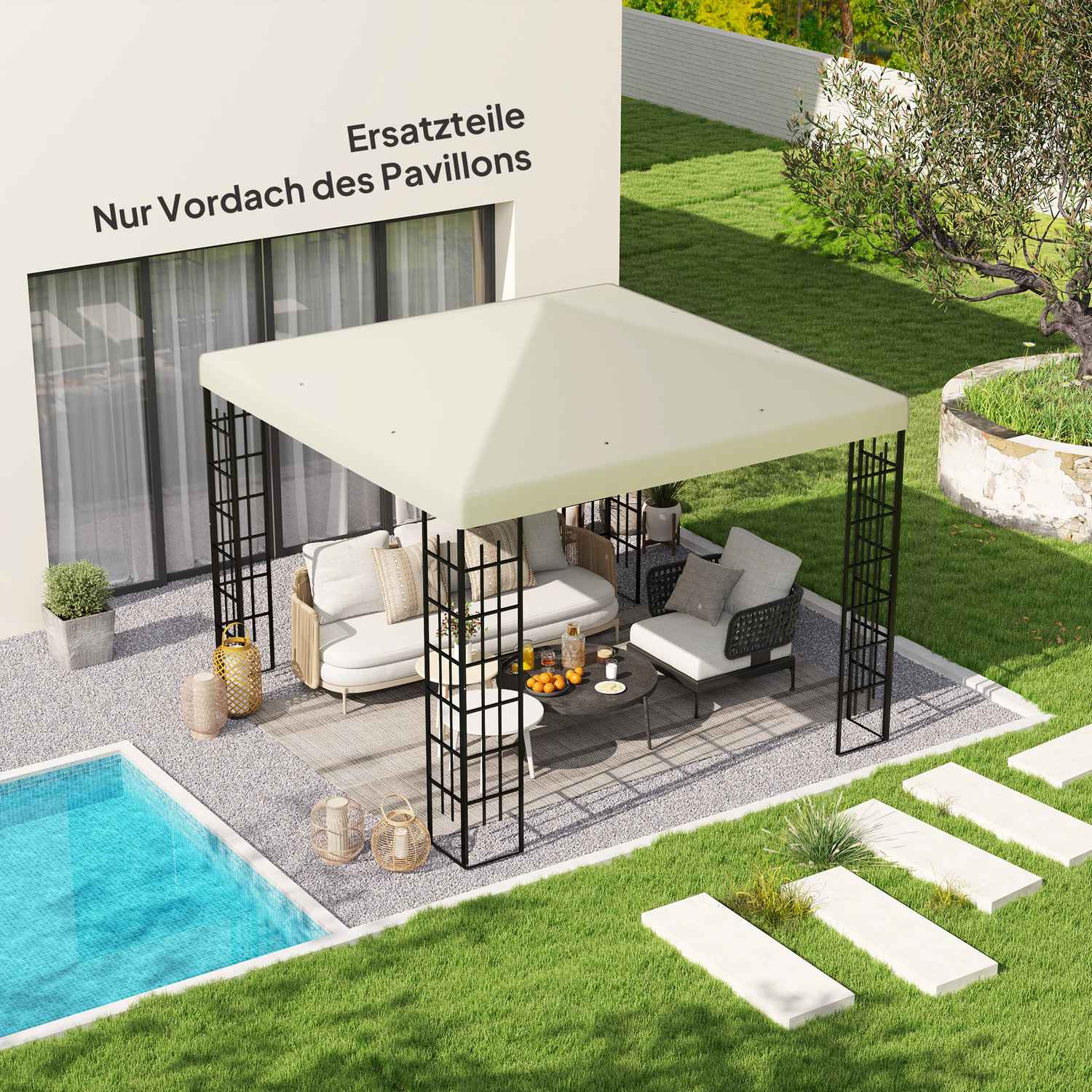 Vattentät Gazebo Takbyte, 3x3m, Creme White