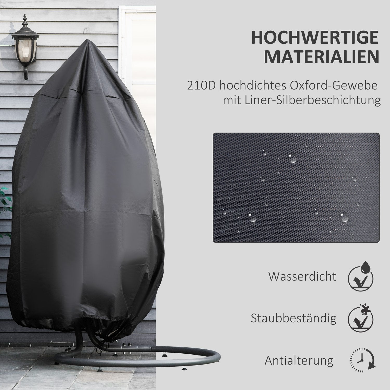 Vattentät hängande stolsöverdrag, 210D Oxford, utomhusbruk