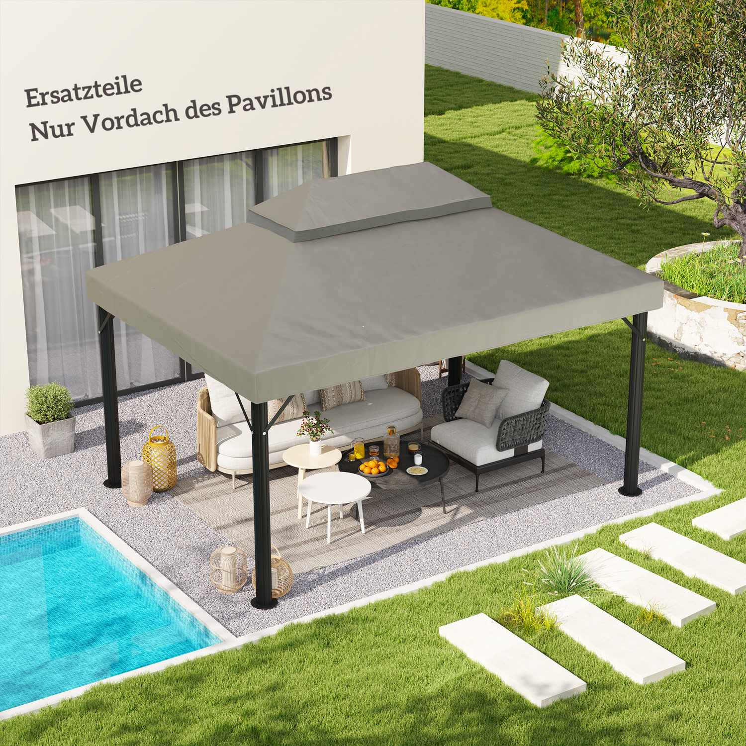 Vodotěsná náhradní střecha pro zahradní altán 3x4m, UPF30+