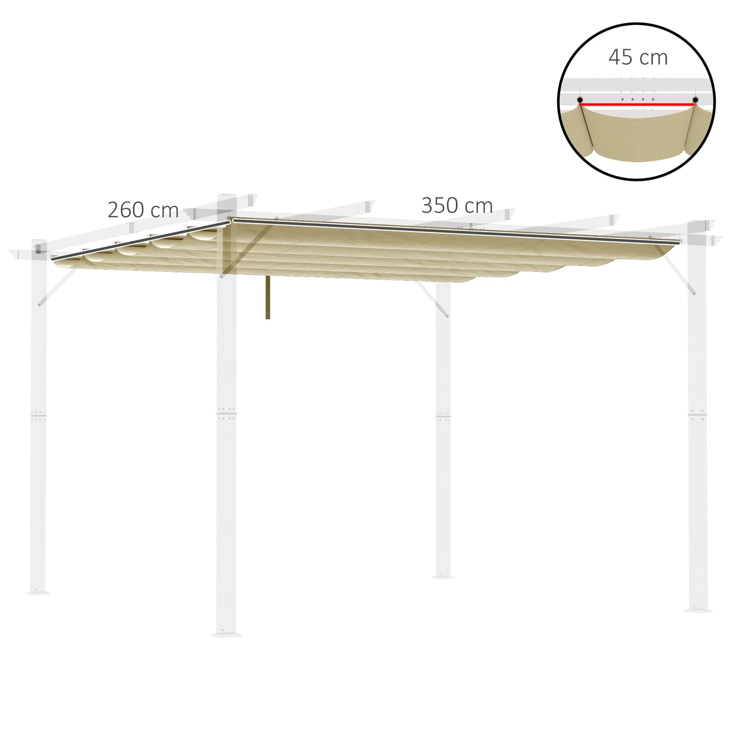 Vattentätt infällbart pergolatak 4x3m, Beige