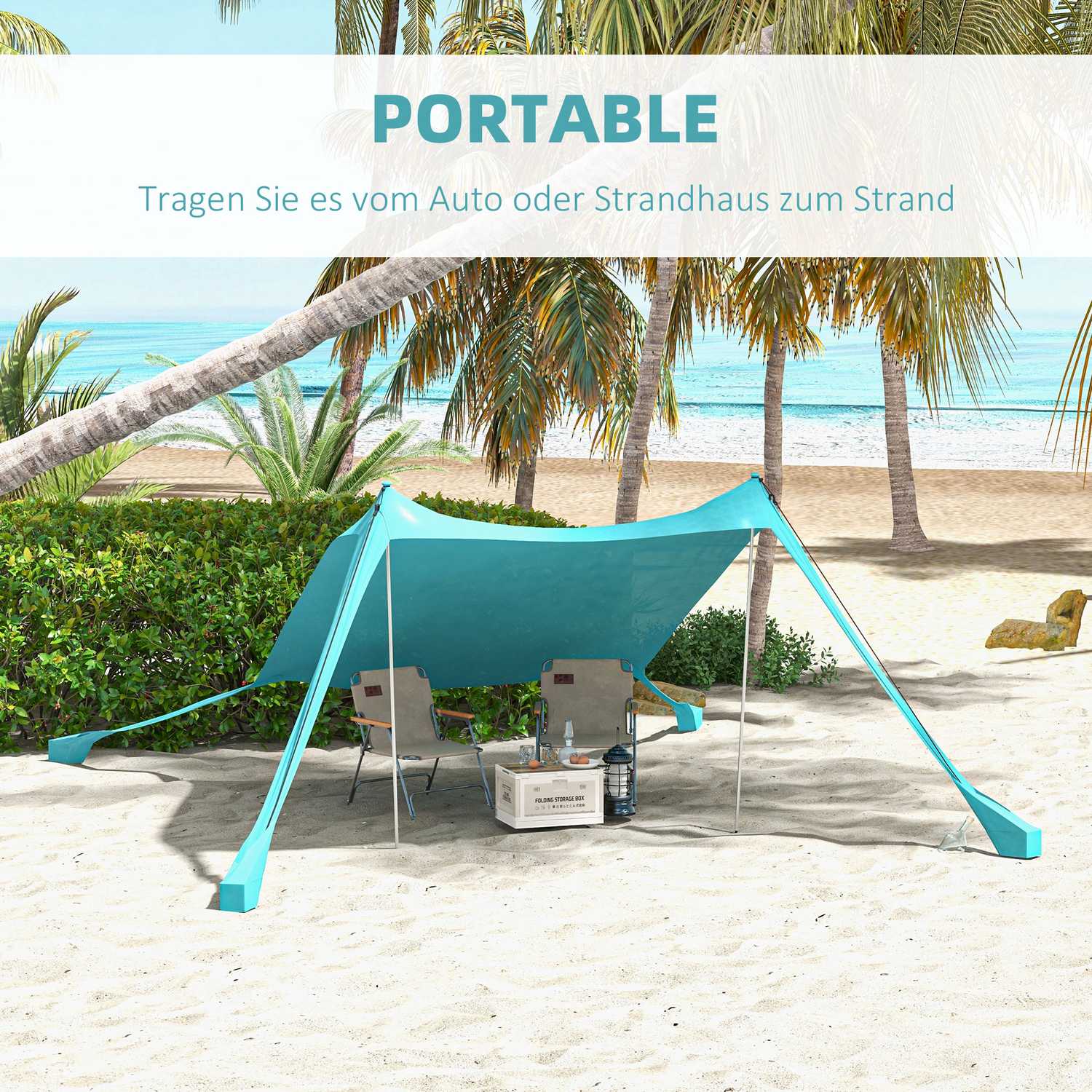 Vattentätt solskydd med UV-skydd, 2,15x2x2M himmelsblå