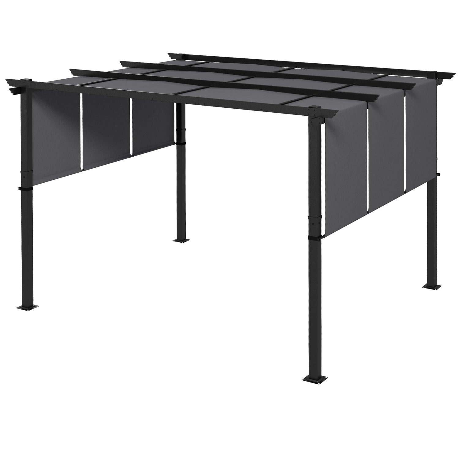 Väderbeständig Gazebo Pergola 3,5x3m – Mörkgrå altantak