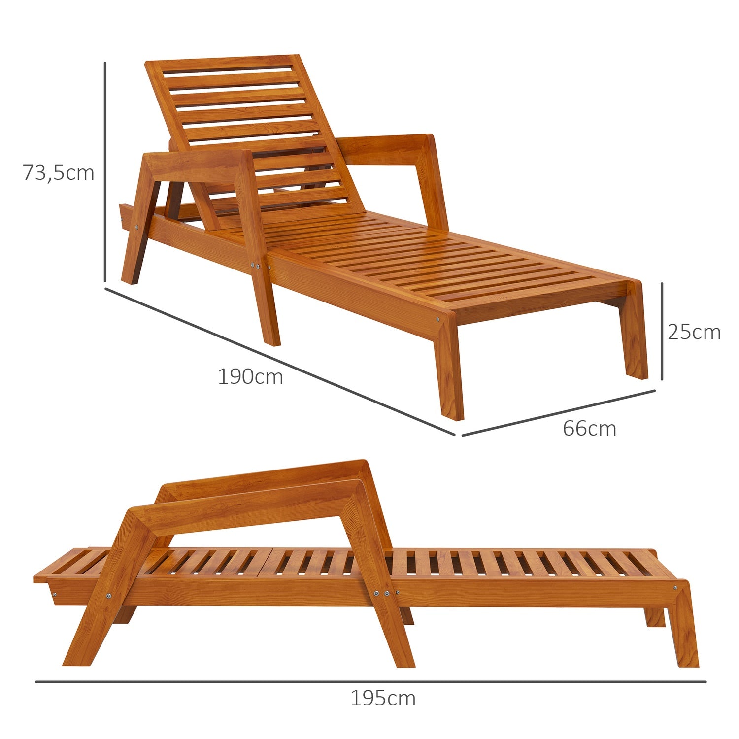 Zahradní lehátko odolné proti povětrnostním vlivům – oranžové, 66x190 cm