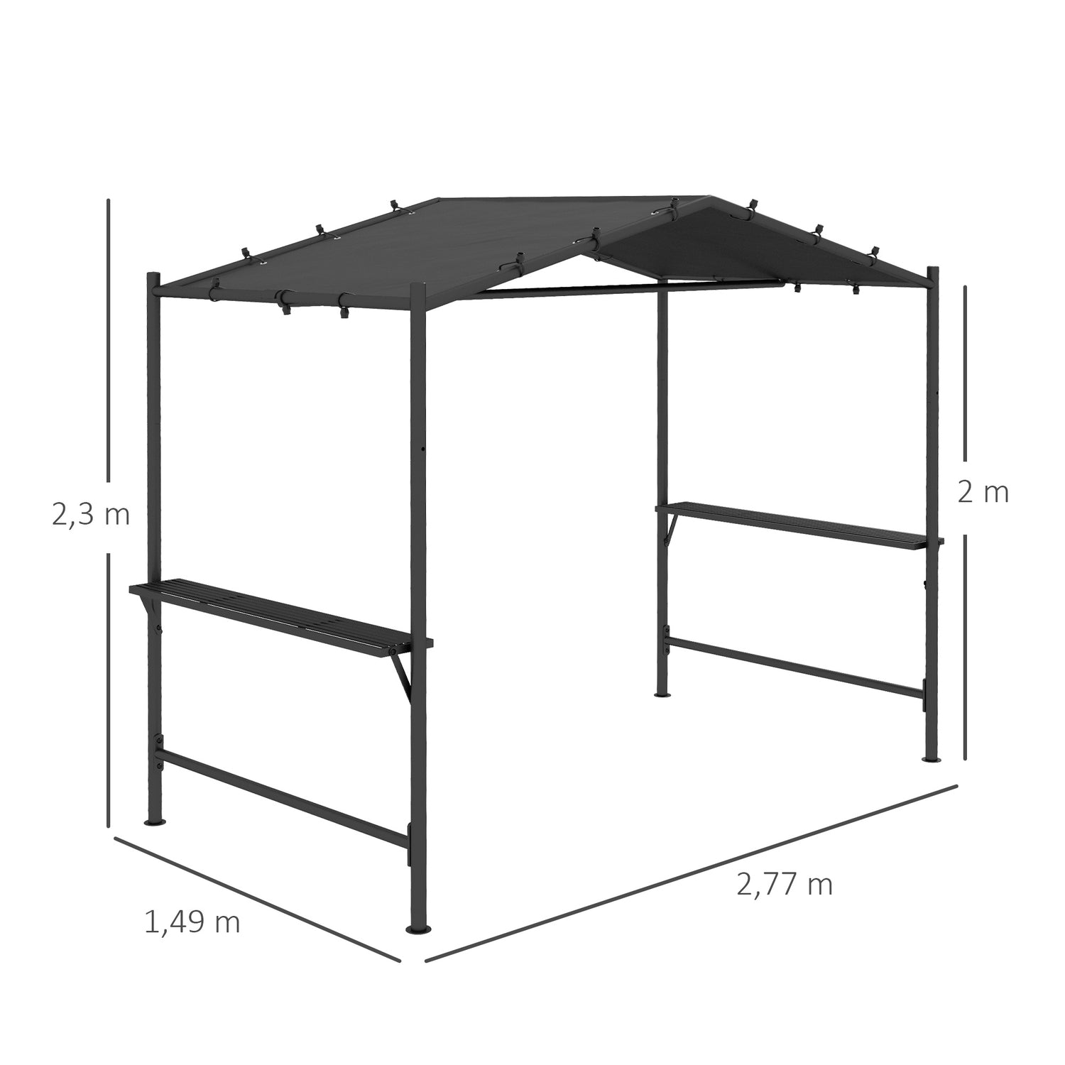 Grilovací pavilon odolný vůči povětrnostním vlivům 3x1,5M s policemi, ocelový