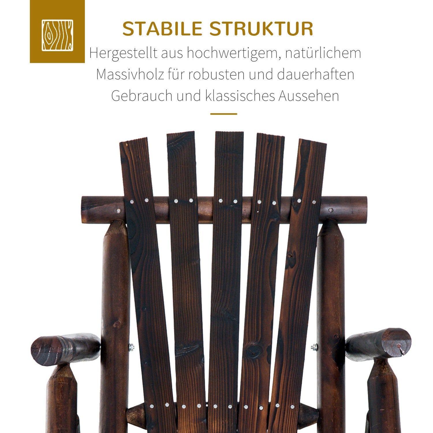 Väderbeständig gungstol i massivt trä, armstöd, 97x69x93Cm