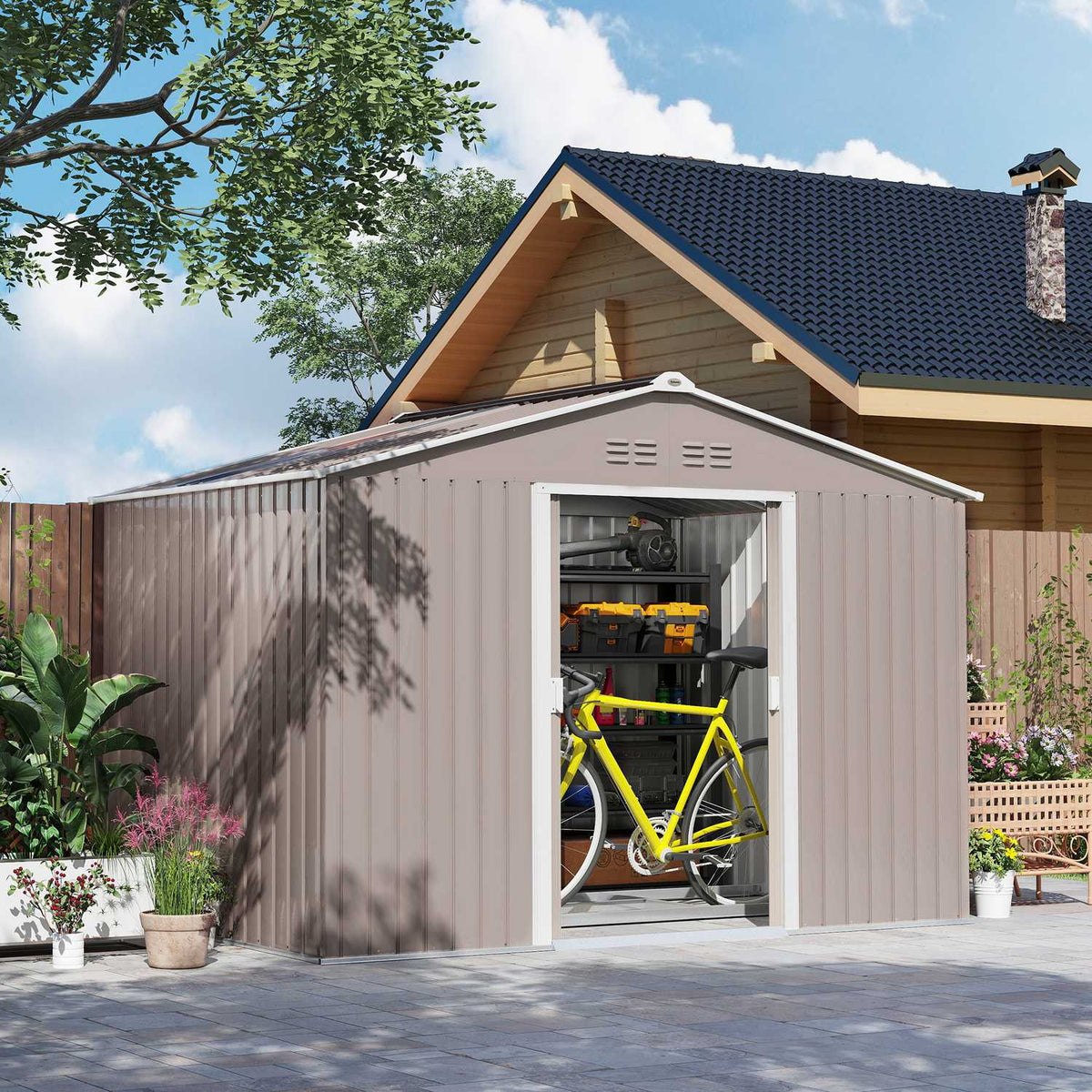 Zahradní domek na nářadí z pozinkované oceli, 4,9 m², uzamykatelný a odolný vůči povětrnostním vlivům