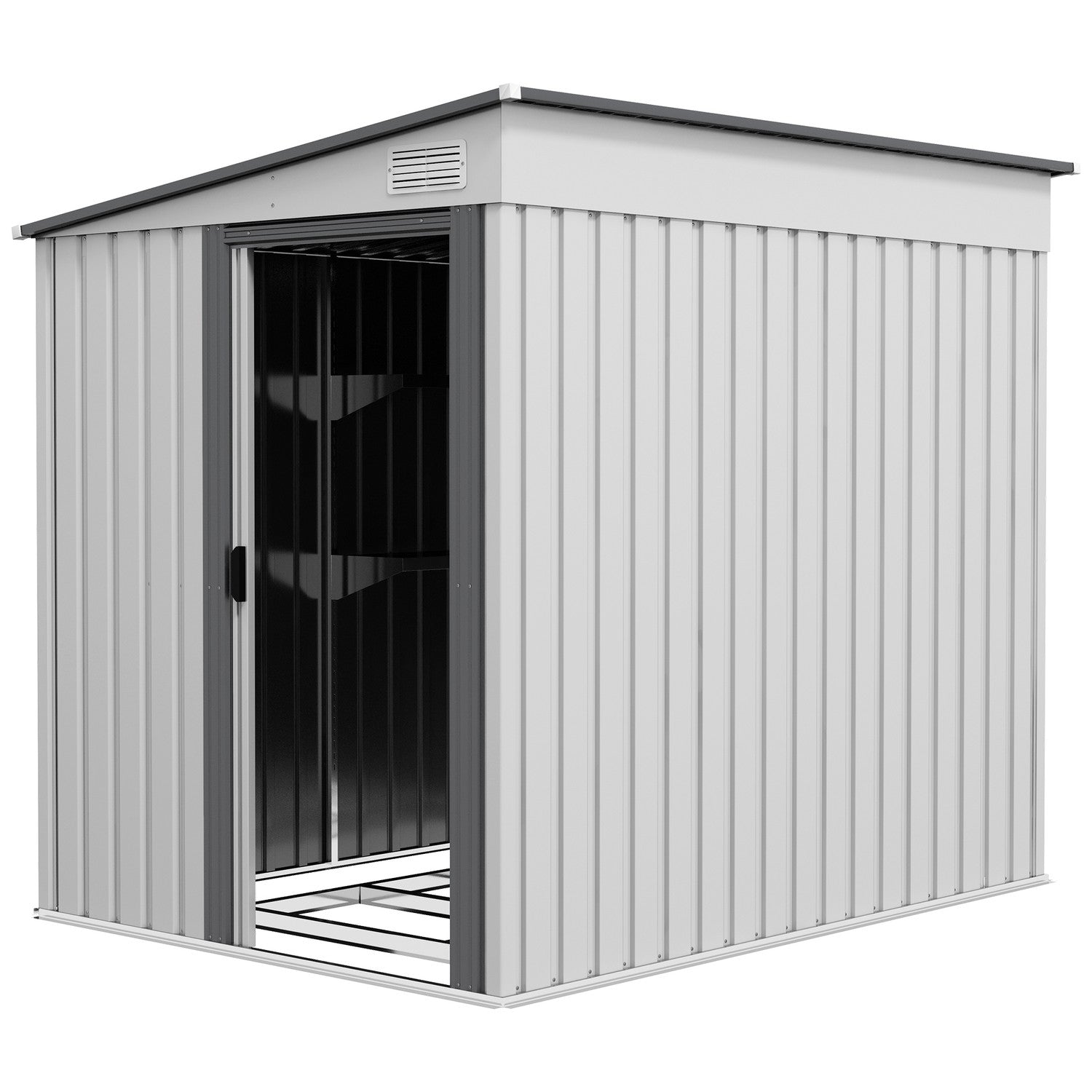 Verktygsskjul i metall 2,81m² 154x206,5x181 cm verktygsbod med takfundament
