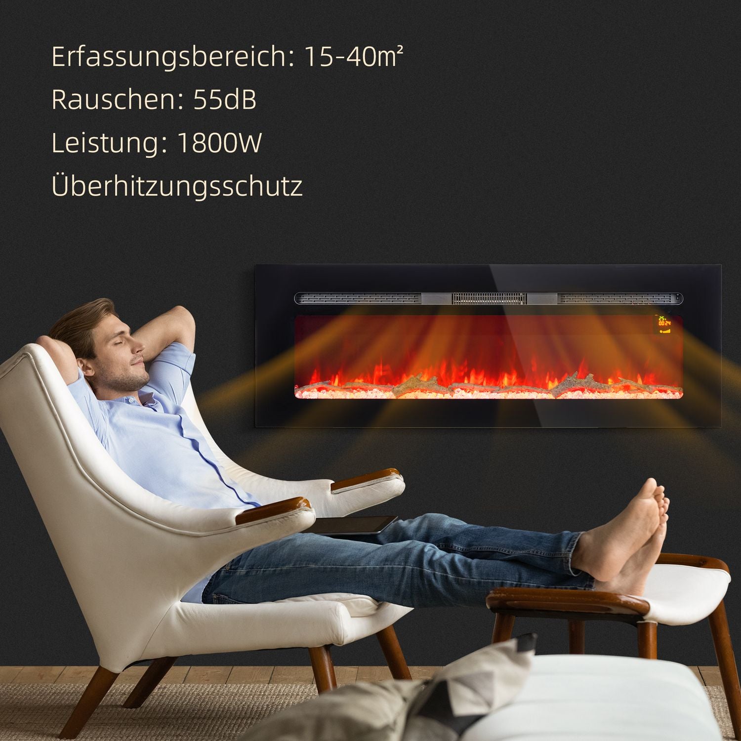 Väggmonterad Elspis, 1800W, Justerbar Värme