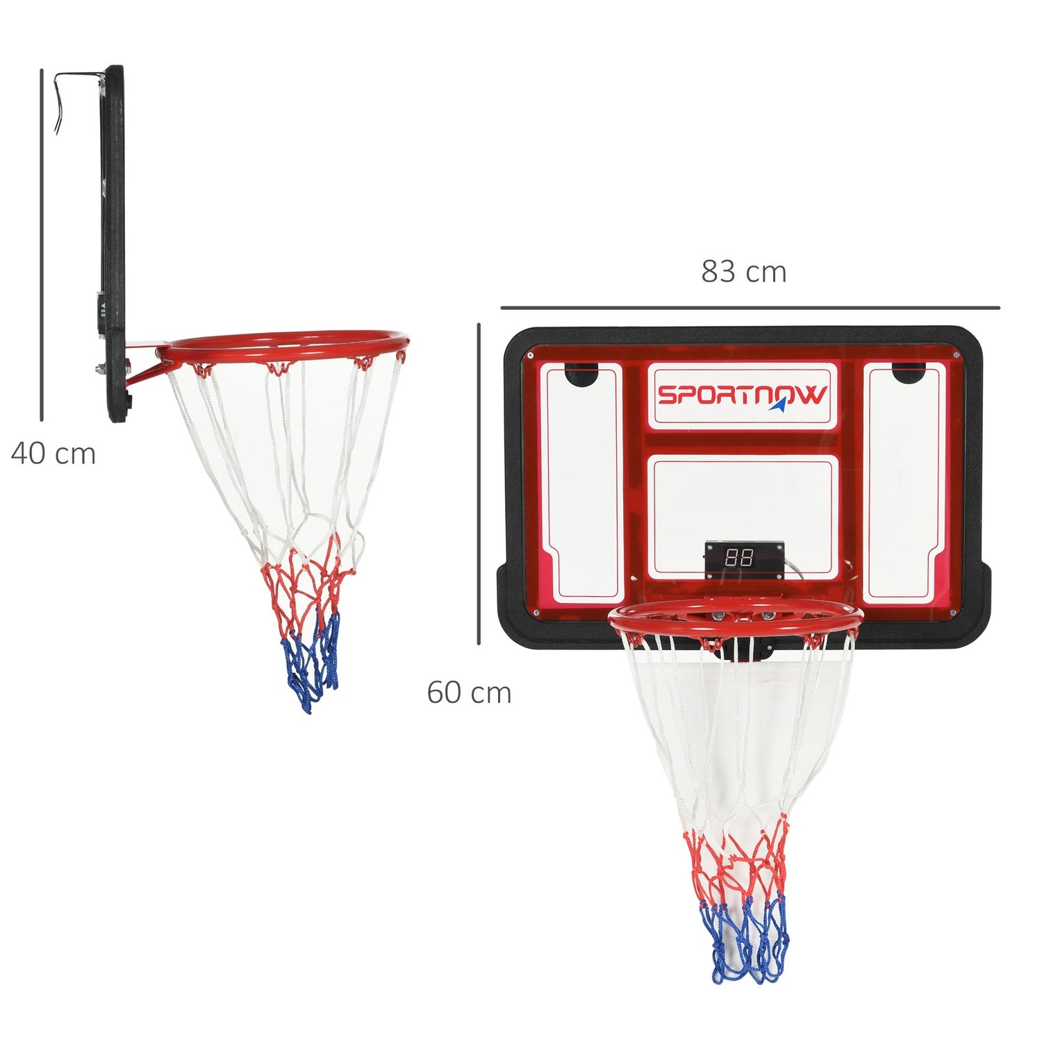 Väggmonterad baskettavla med elektronisk resultattavla