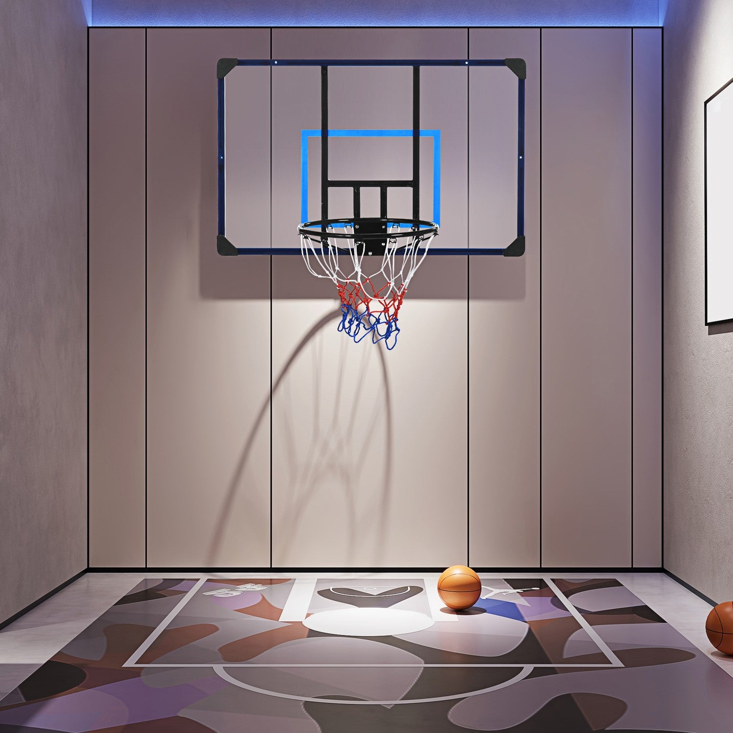 Väggmonterad utomhusbasketbåge, stål, 113x61x73 Cm