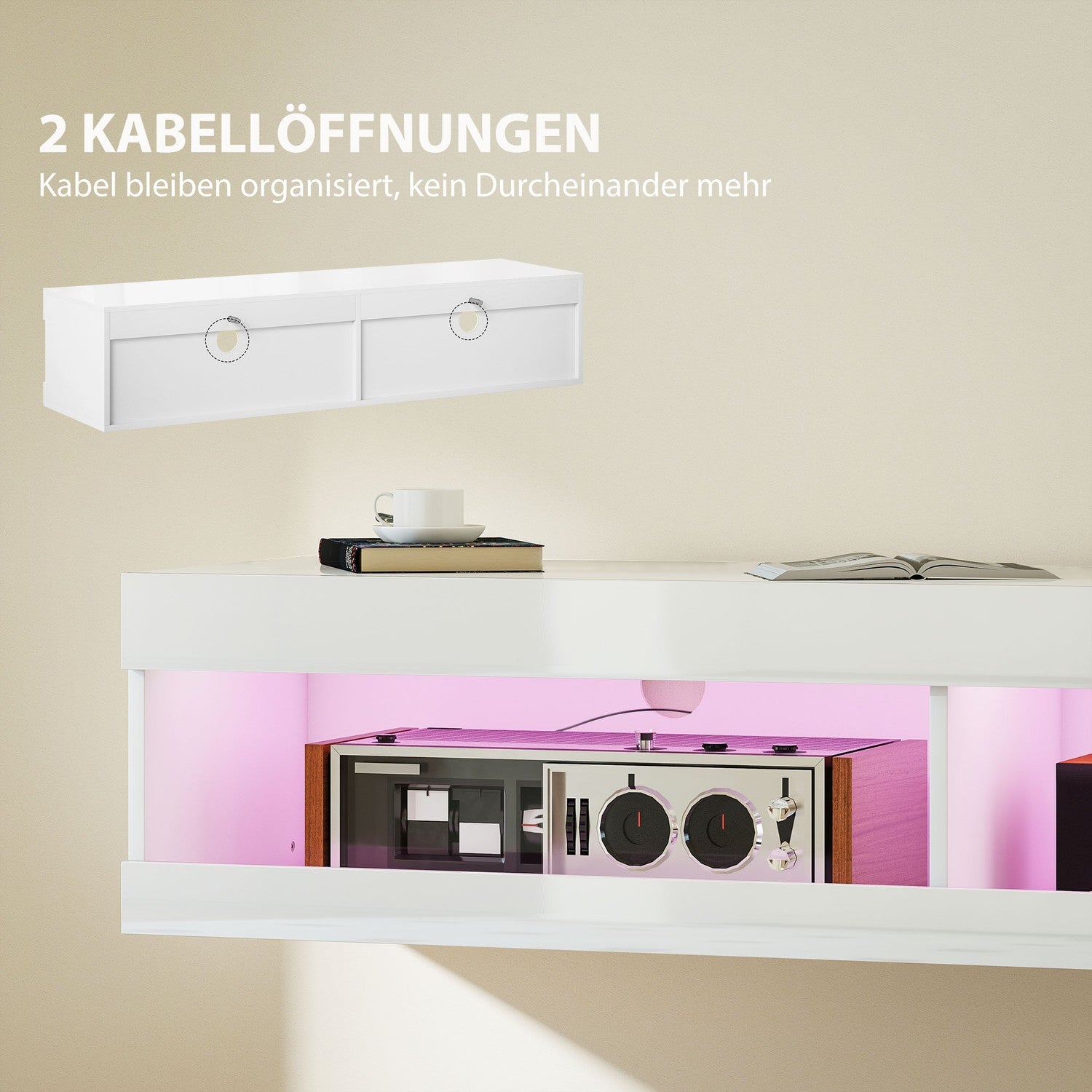 Väggmonterat TV-stativ med RGB LED för 55-60 tums TV-apparater