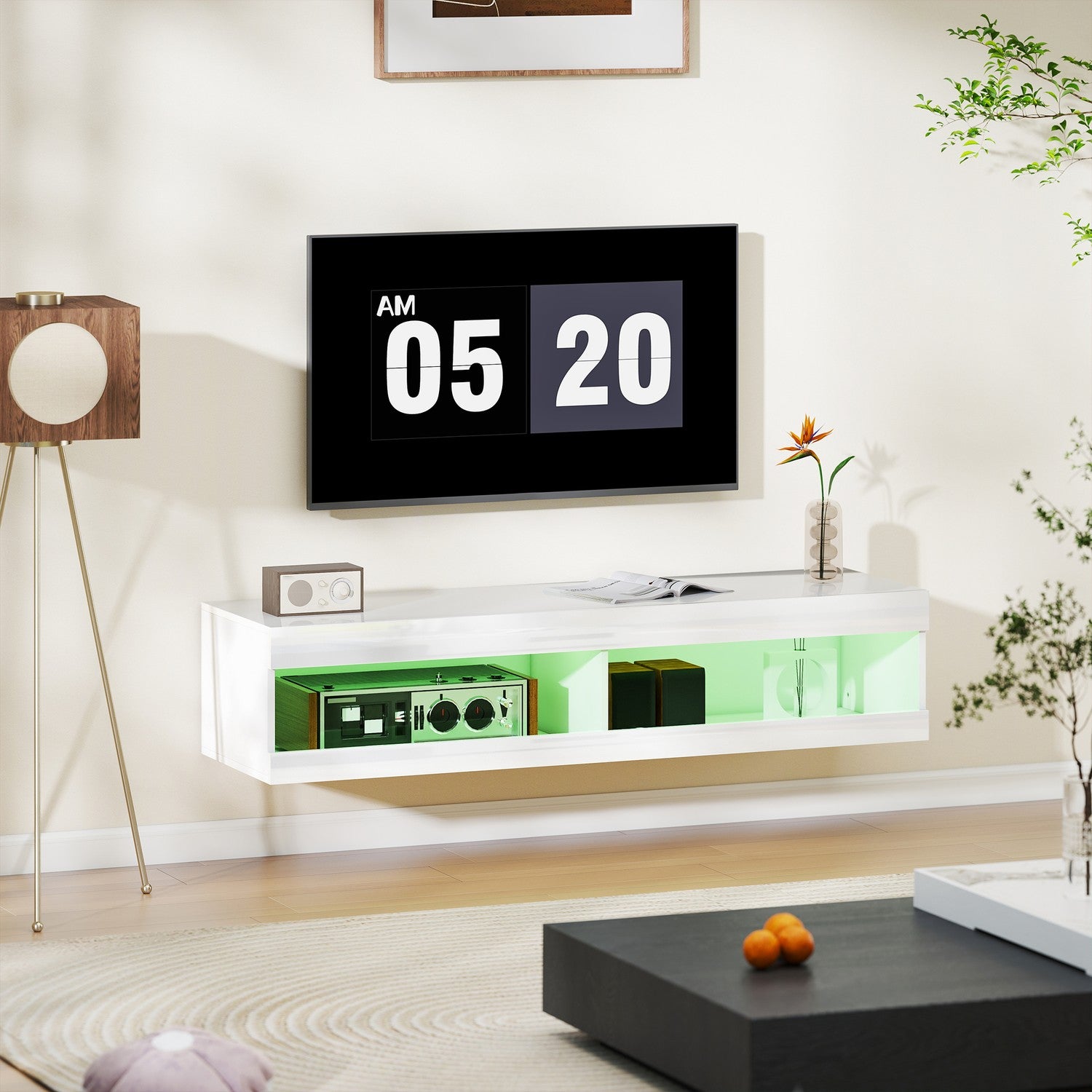 Väggmonterat TV-stativ med RGB LED för 55-60 tums TV-apparater
