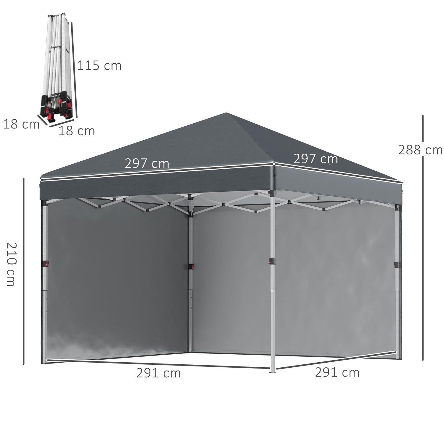 Skládací altán 2,97x2,97m s bočními stěnami a UV ochranou