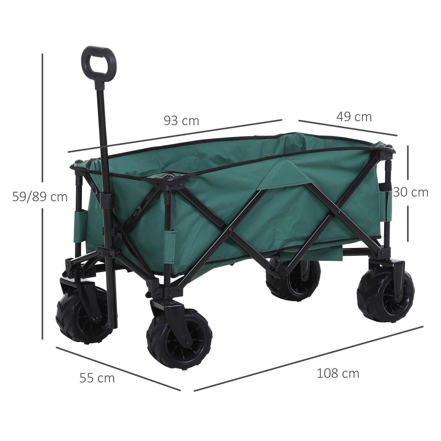 Vikbar trädgårdsvagn i metall – 360° teleskophandtag, 20 kg kapacitet